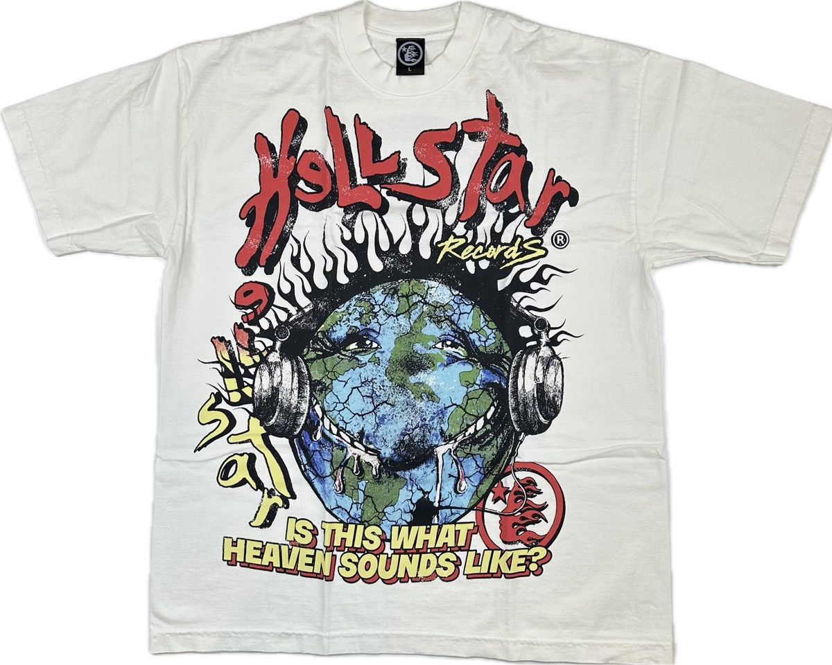 image of Hellstar Heaven On Earth T-Shirt in Cream, Men's (Size Large)