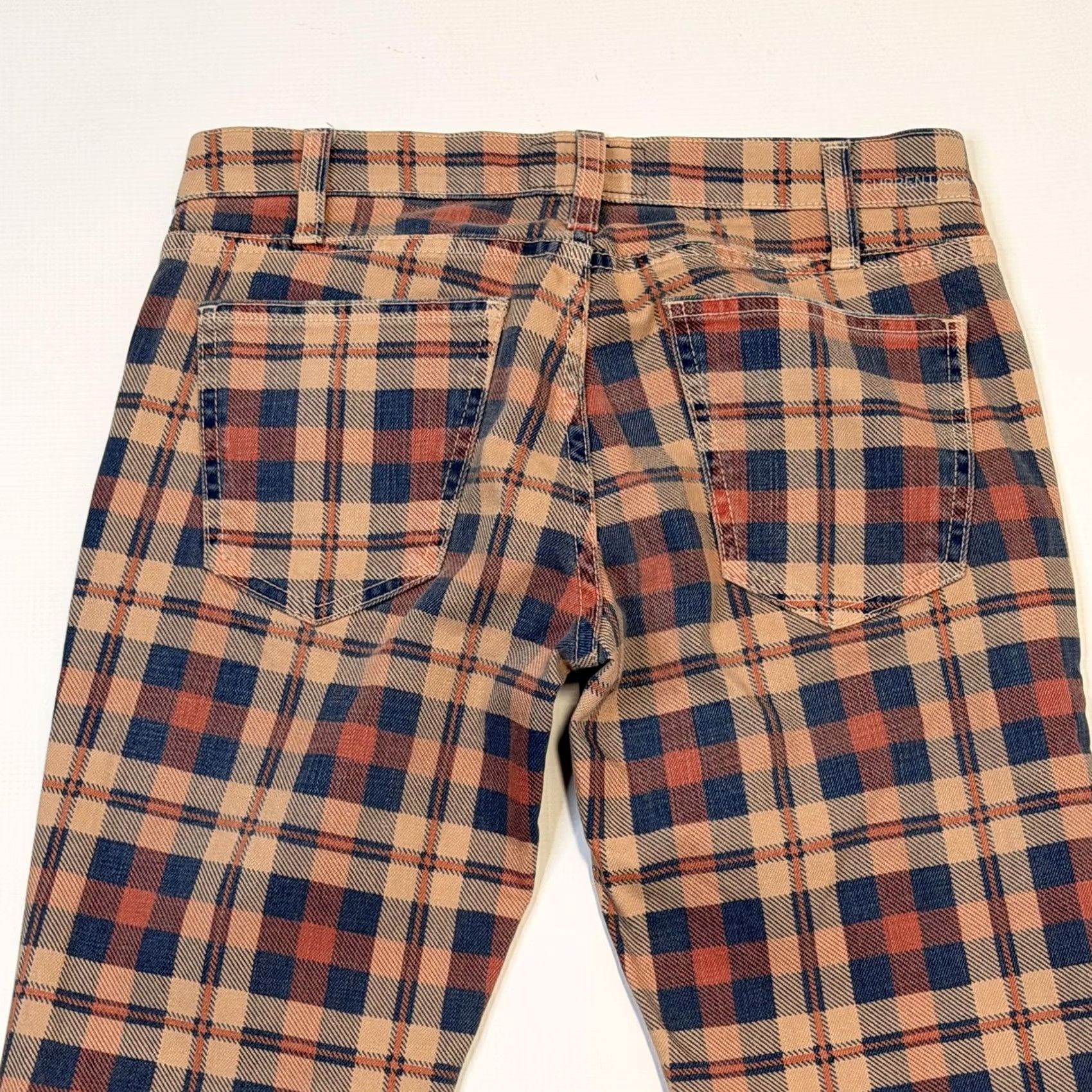 Vintage Current/Elliott The Stiletto Jeans Womens 25 Tan Plaid Skinny Ankle Stretch Size 42" / US 20 - 6 Thumbnail
