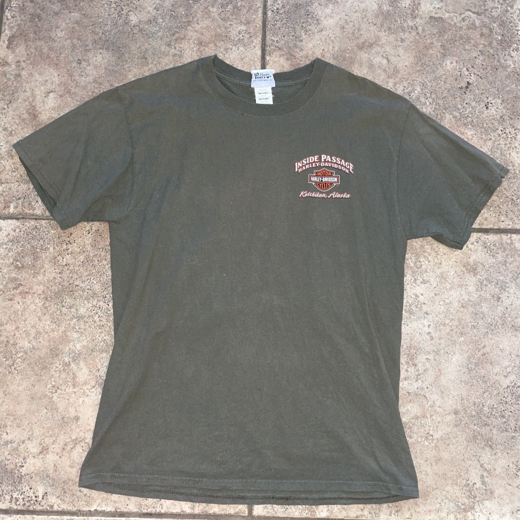 Harley Davidson Harley-Davidson T-Shirt Mens M Hanes Beefy-T Green Short Sleeve Shirt Size US M / EU 48-50 / 2 - 2 Thumbnail