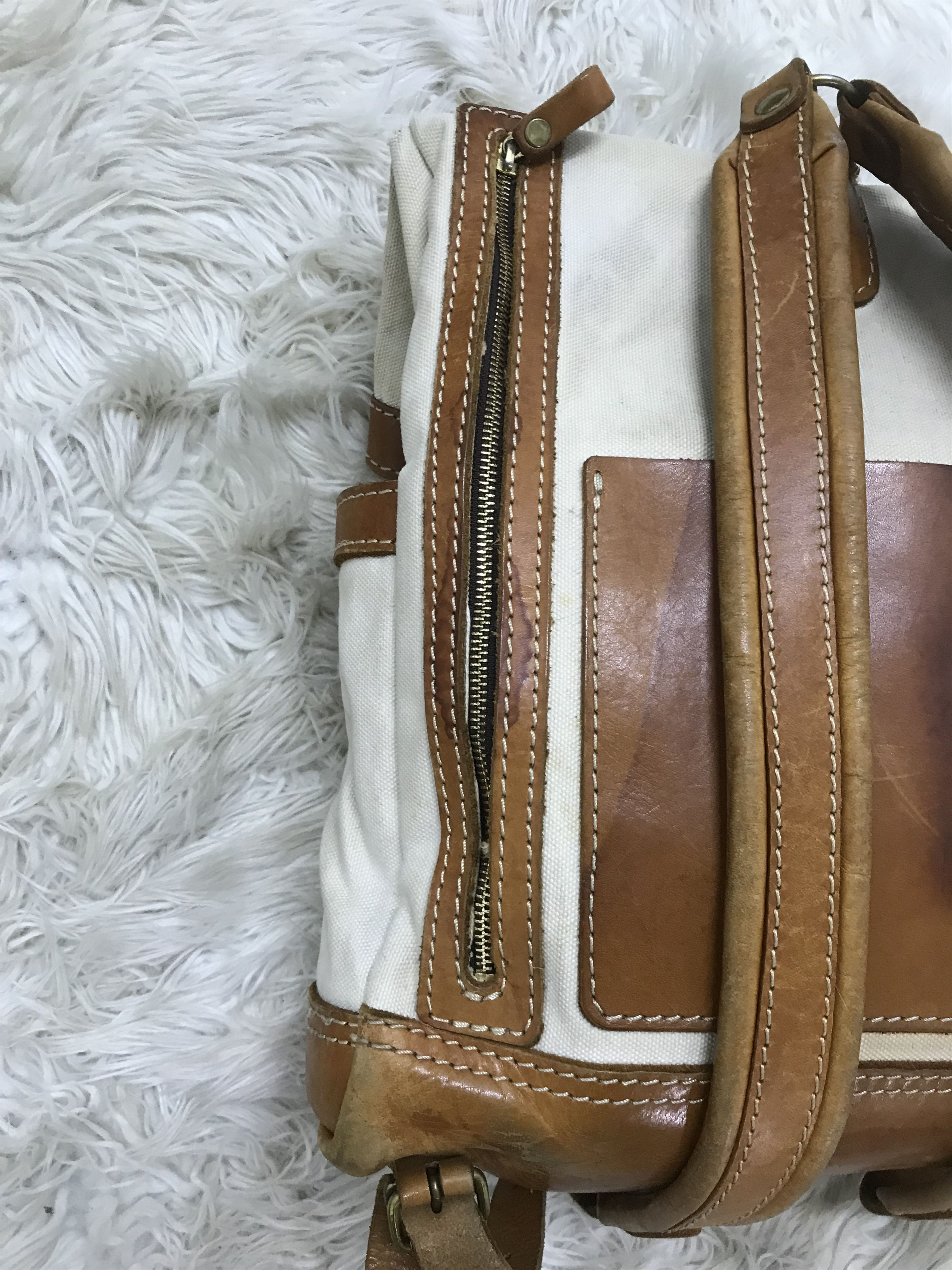 Japanese Brand HERZ Handmade Heavy Canvas and Half Leather BagPack Size ONE SIZE - 6 Thumbnail