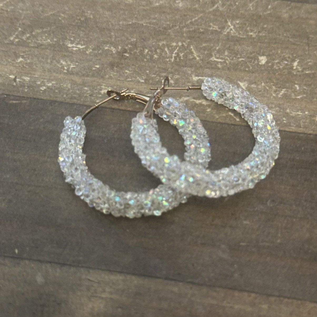 Other Sparkly AB wrapped hoop earrings Size ONE SIZE - 3 Thumbnail
