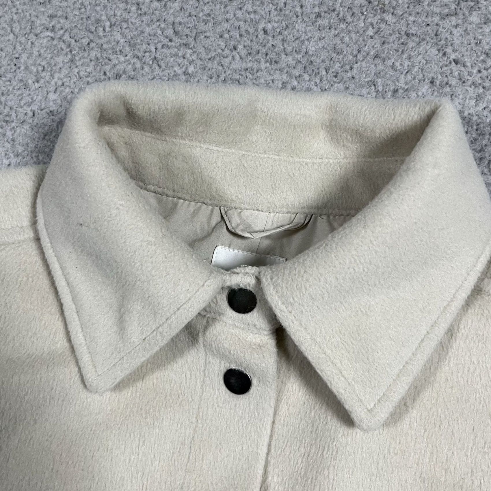H&M H&M Coat Womens M Beige Shacket Snap Button Front Pockets Jacket Size M / US 6-8 / IT 42-44 - 7 Thumbnail