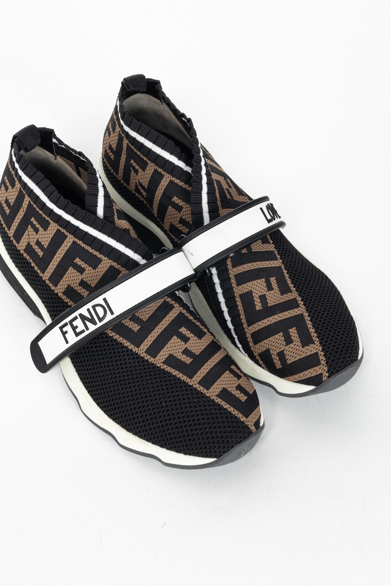 Fendi Fendi Rockoko 'Black Brown' FF Motif Knit Sneakers Size US 7.5 / IT 37.5 - 6 Thumbnail