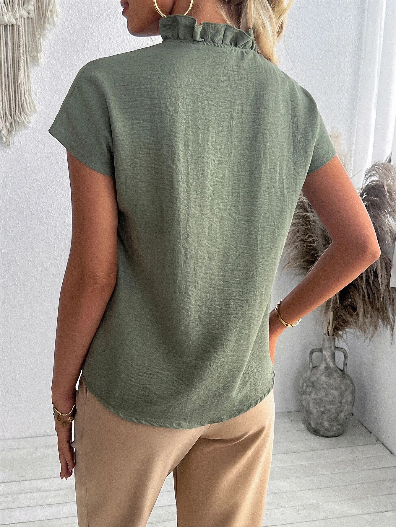Other Casual Simple Stringy Selvedge Short Sleeve Women's Shirt Size S / US 4 / IT 40 - 2 Thumbnail