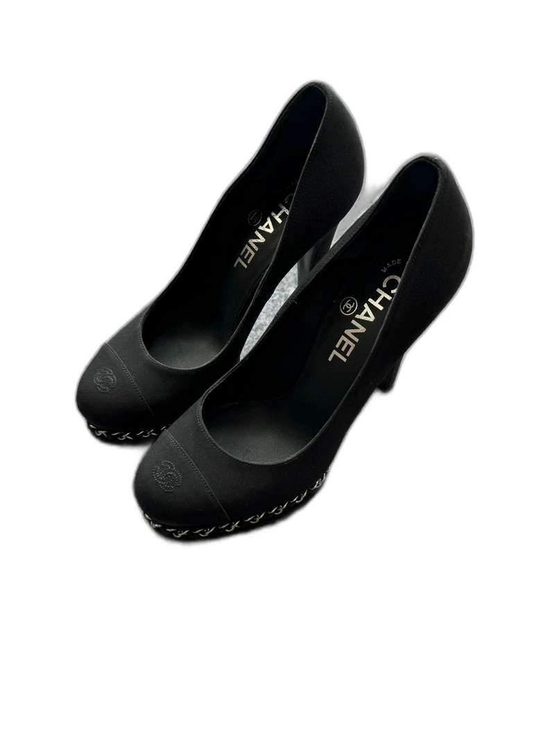 Chanel Chanel Black High Heels with Chain Detail-yf Size US 6.5 / EU 39-40 - 1 Thumbnail