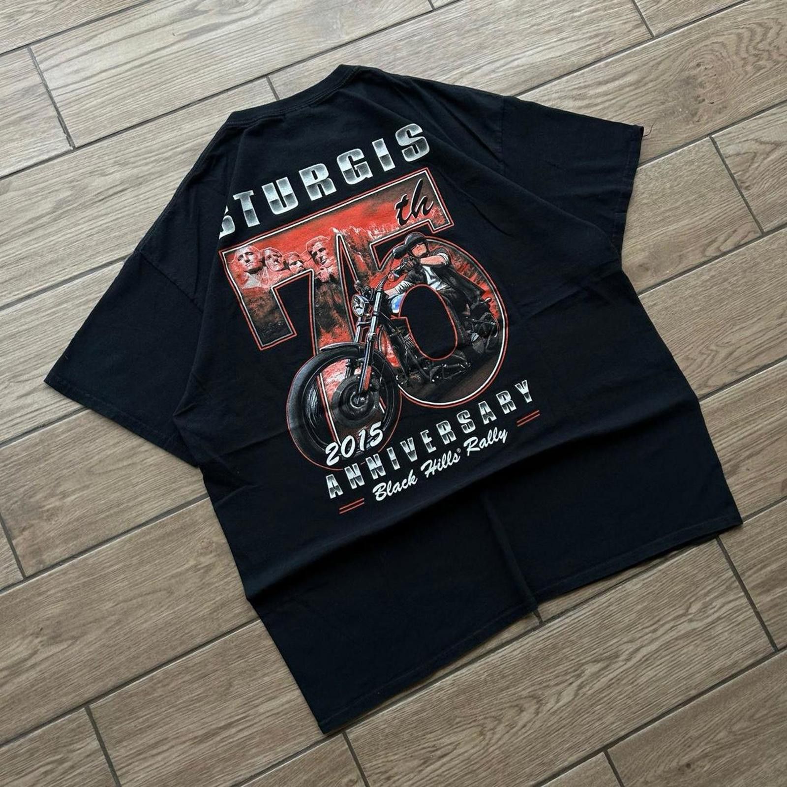 Designer Y2K Black Sturgis 75th Anniversary Biker T-Shirt Size US XL / EU 56 / 4 - 3 Thumbnail