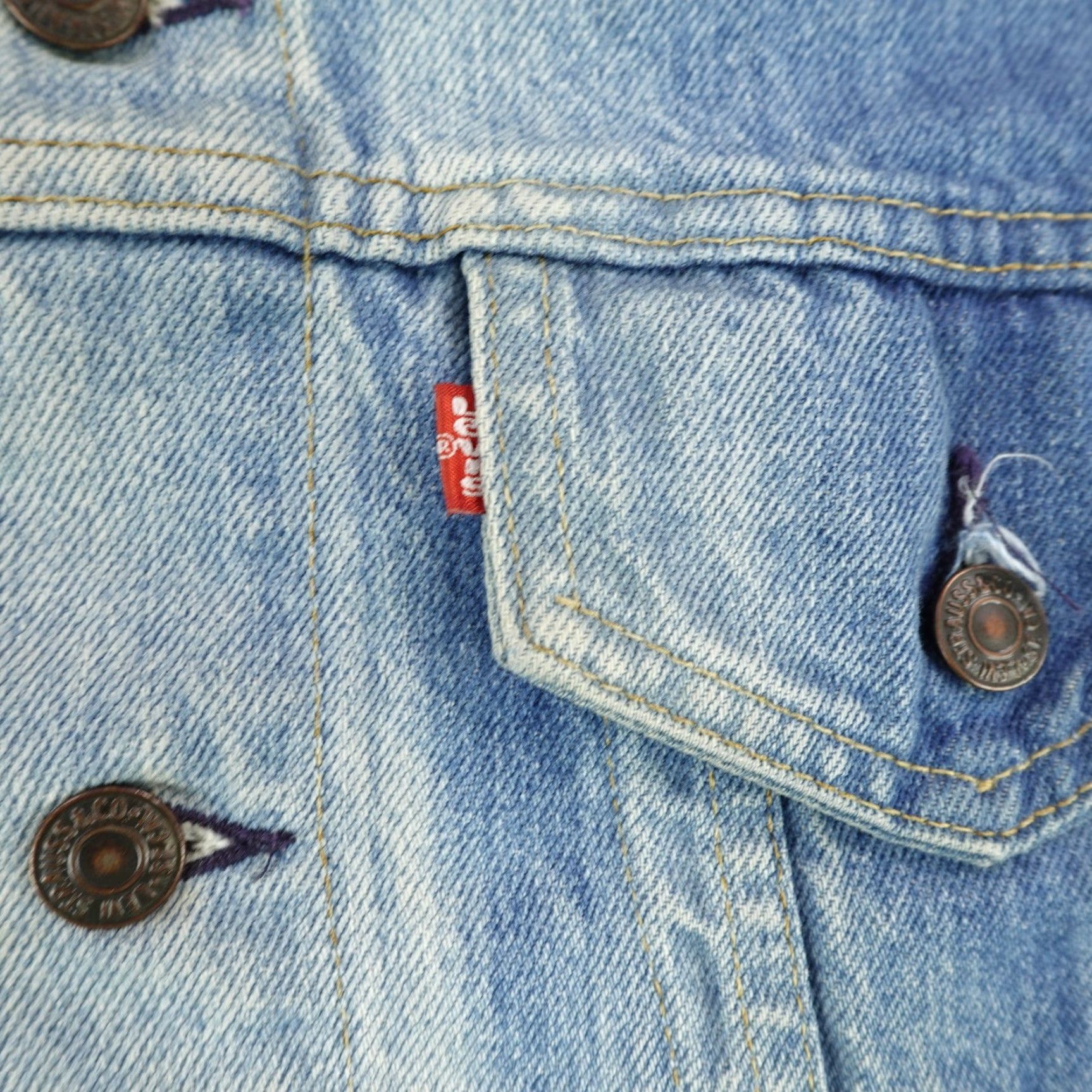 Levi's VINTAGE Levi's Jacket Mens XS Blue Denim Trucker Coat 80s Outdoor Regular Fit Size US 27 - 3 Thumbnail