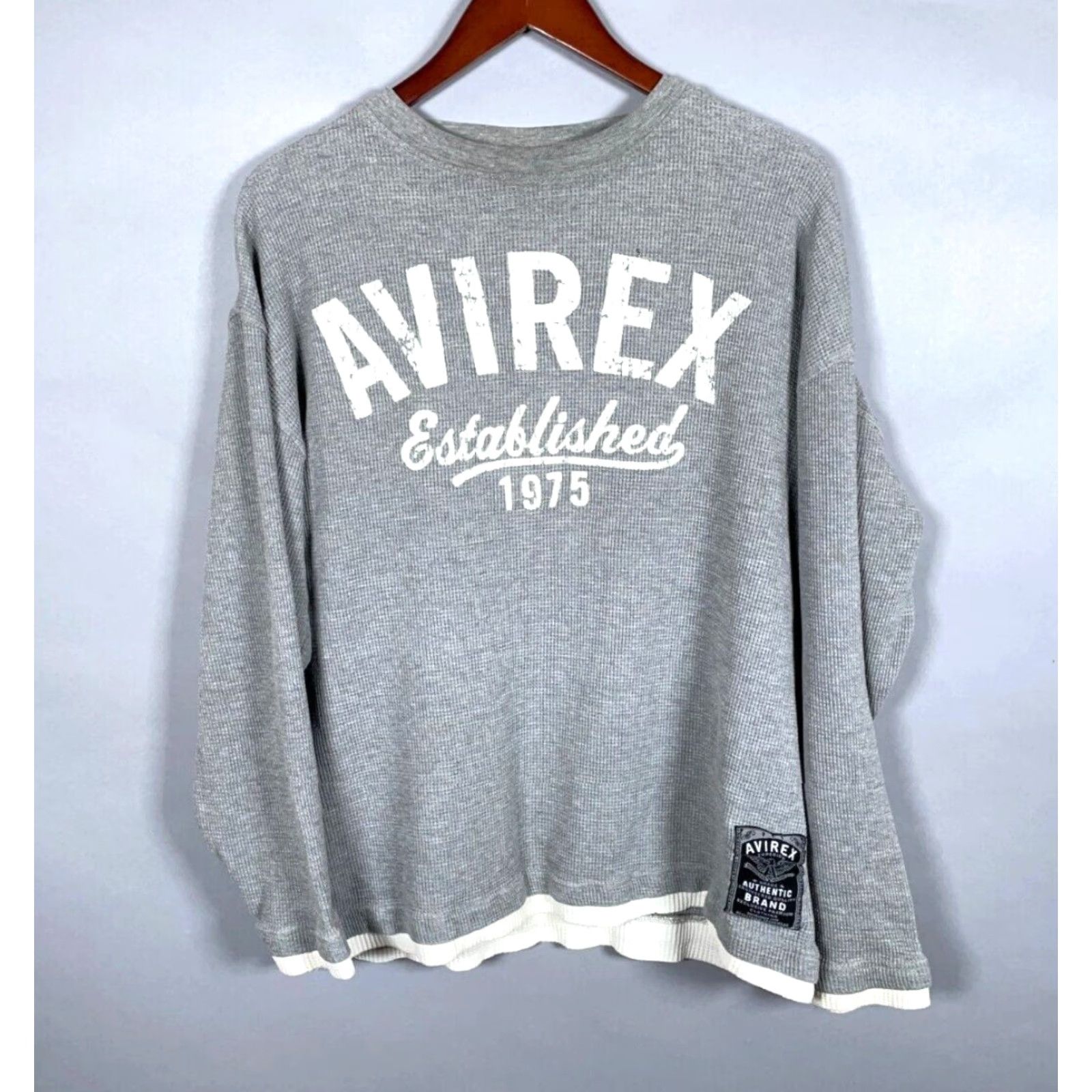 Avirex VINTAGE Avirex Thermal Shirt Mens Medium Gray White Crewneck Hip Hop Retro VTG Size US M / EU 48-50 / 2 - 2 Thumbnail