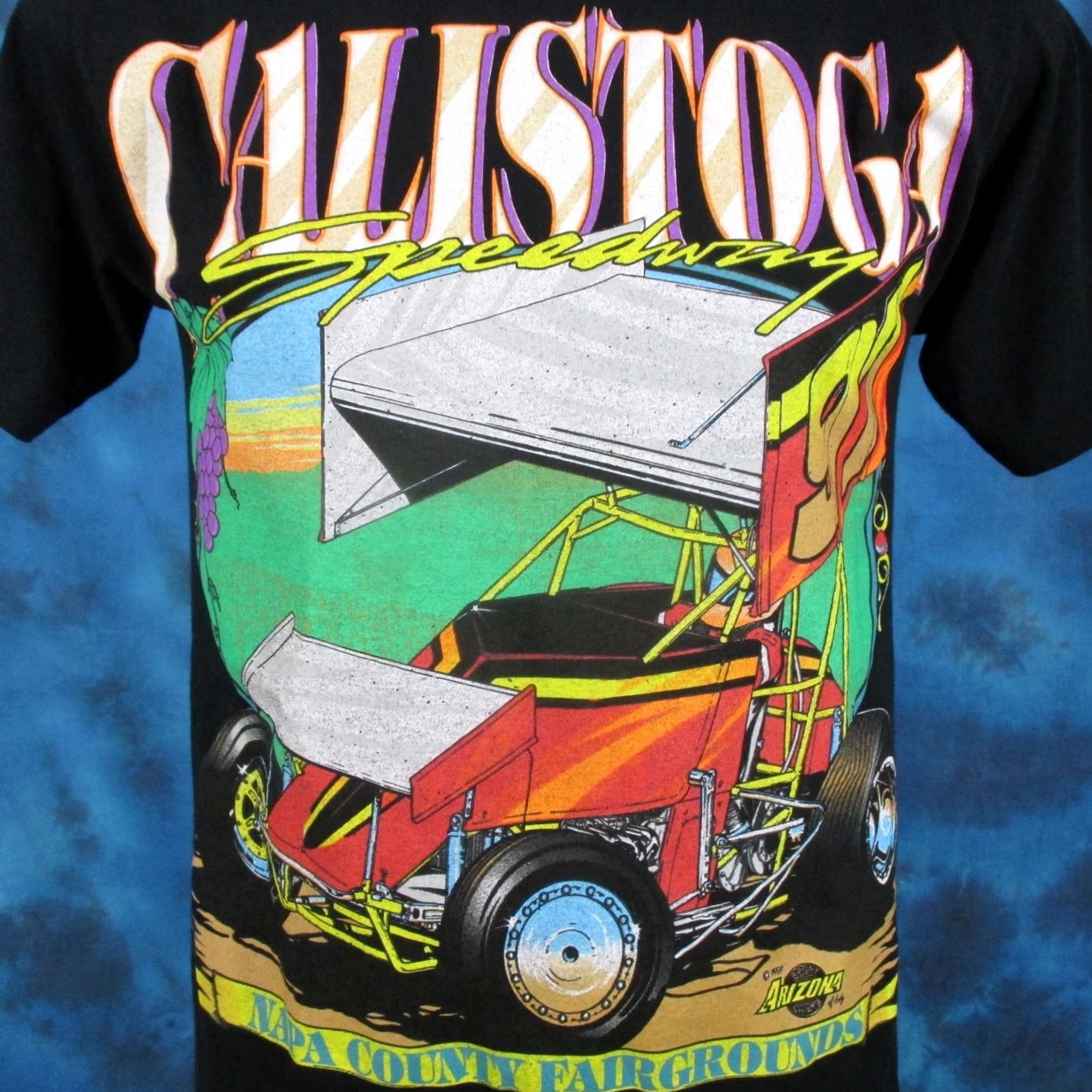 Vintage vtg 90s CALISTOGA SPRINT CAR RACING T-Shirt SMALL single stitch world of outlaws Mens Shirt XS? Size US S / EU 44-46 / 1 - 2 Thumbnail