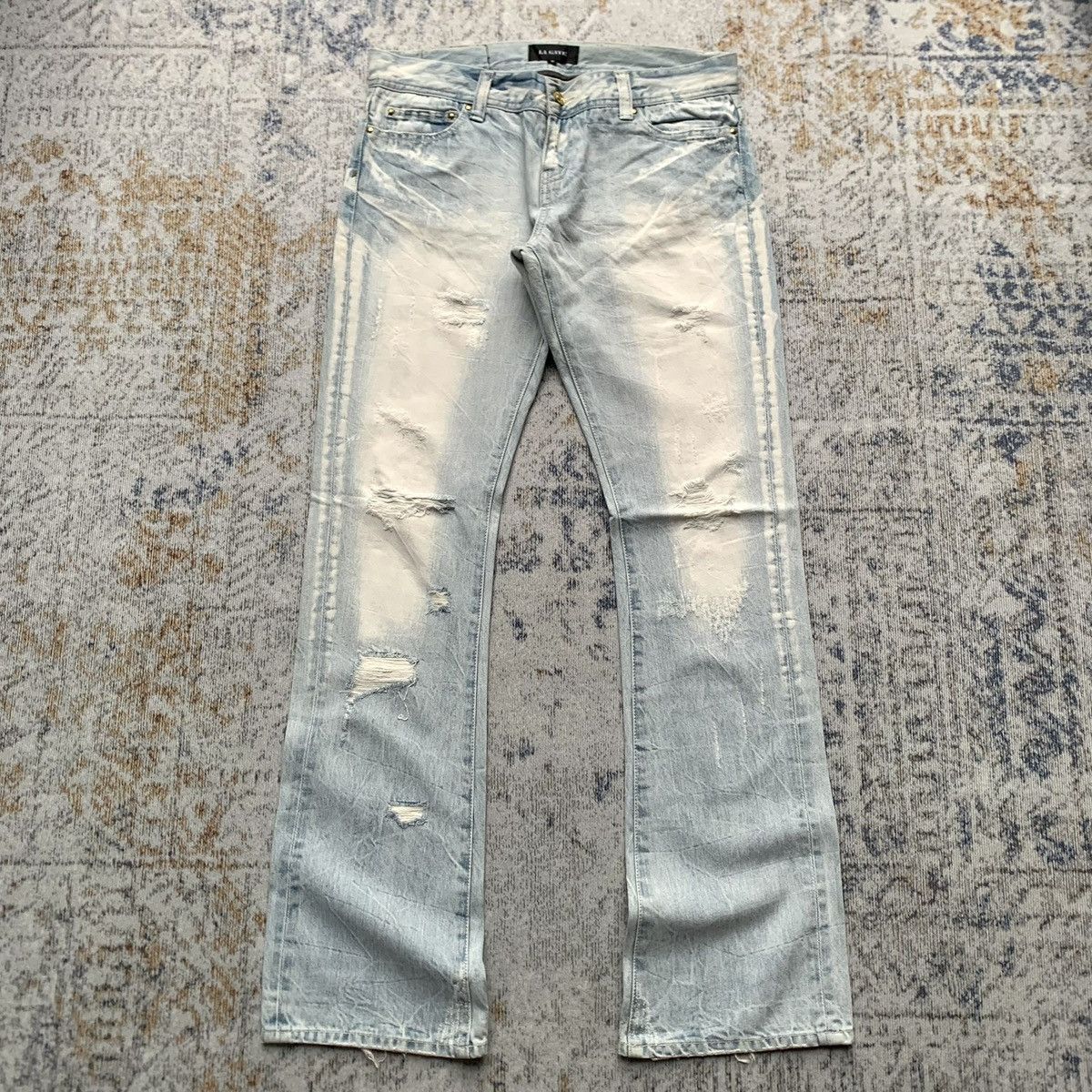 If Six Was Nine × Japanese Brand × Vintage Rare Japanese Brand LA Gate Blue Wash Distressed Jeans Size US 33 - 1 Thumbnail