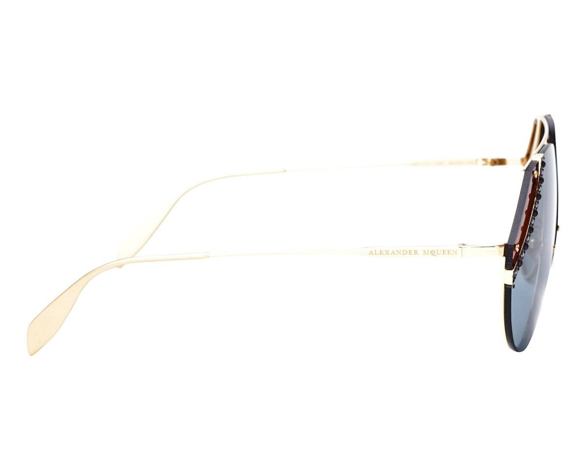 Alexander McQueen New Vintage McQueen Aviator Gold Blue Cut Lenses AM0117 003 Size ONE SIZE - 3 Thumbnail