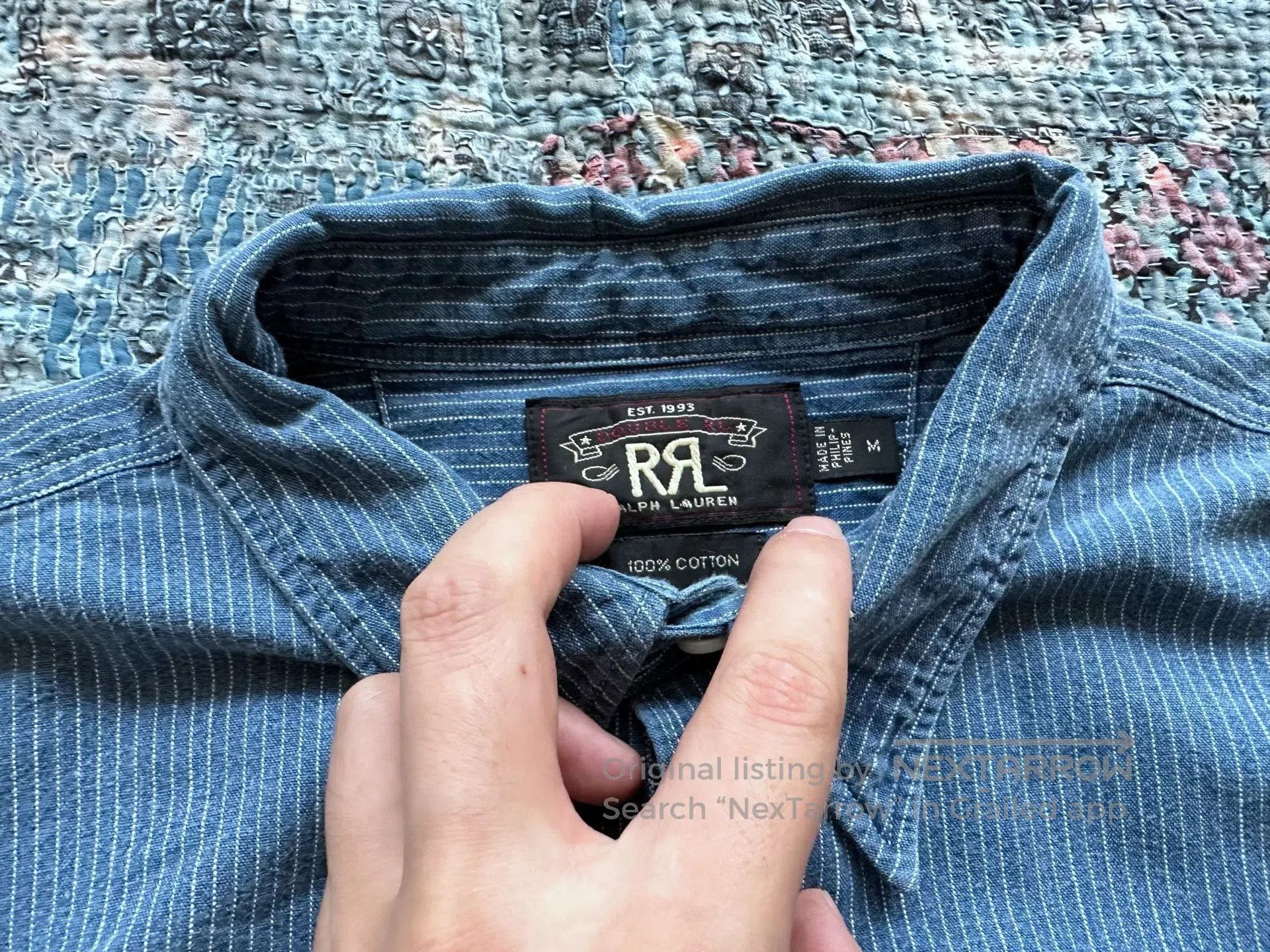 RRL Ralph Lauren RRL Indigo Wabash Striped Shirt. Size US M / EU 48-50 / 2 - 3 Thumbnail
