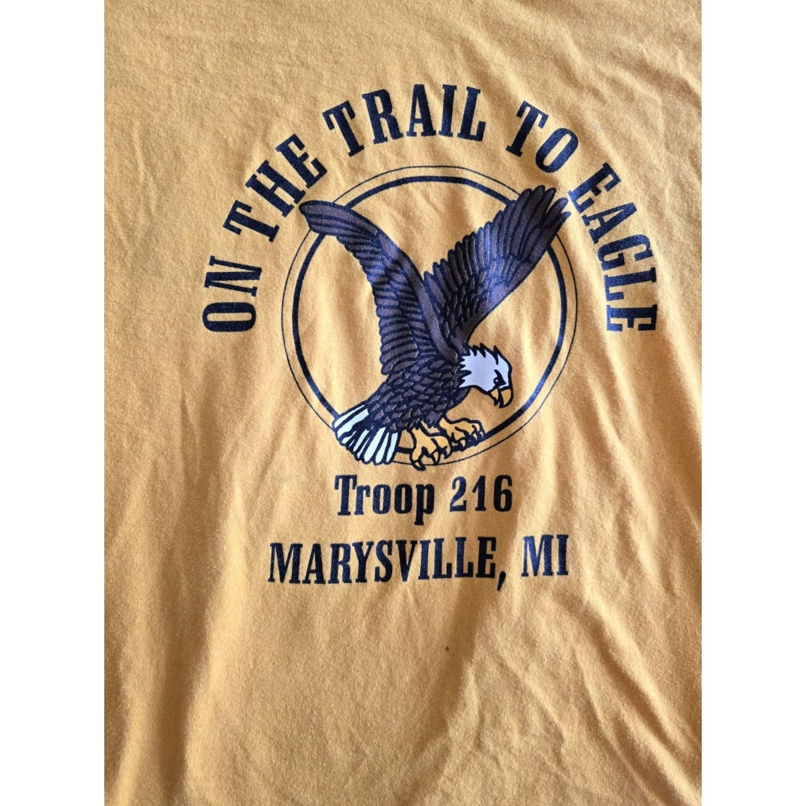 Gildan VINTAGE 90s Y2K Eagle Scouts Tshirt Marysville Michigan Adult Large Yellow Gildan Graphic Tee Unisex Short Sleeve Men's Womens Size US L / EU 52-54 / 3 - 3 Thumbnail