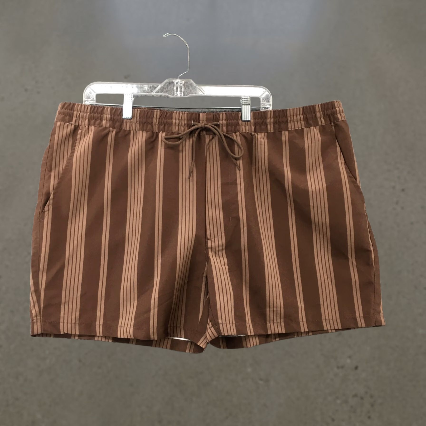 Vintage Arizona Jogger Shorts Mens XXL Brown Striped Elastic Drawstring Waist Pockets Size US 39 - 1 Thumbnail