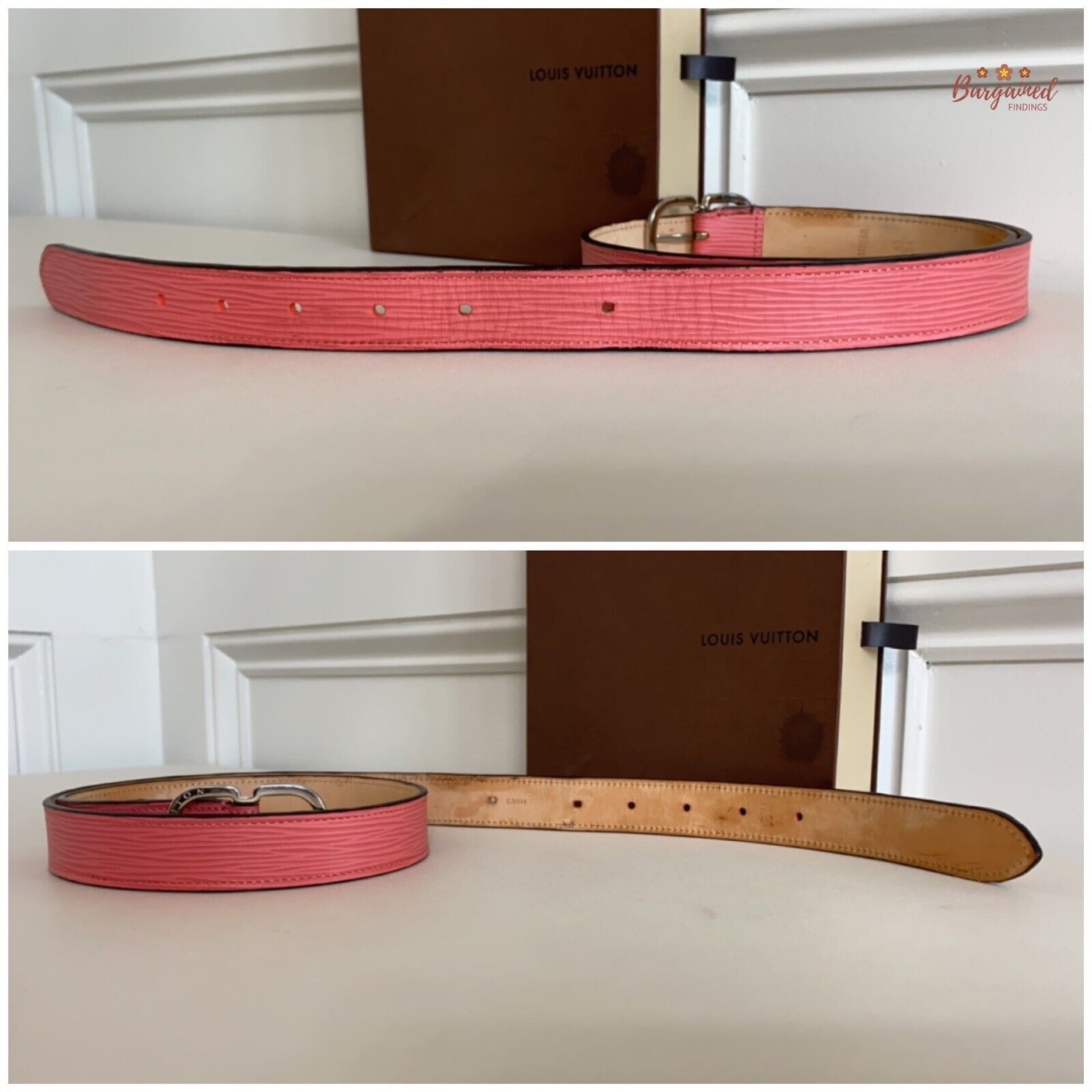Louis Vuitton Louis Vuitton Pink Epi Leather Silver Butterfly Buckle Belt Size ONE SIZE - 4 Thumbnail