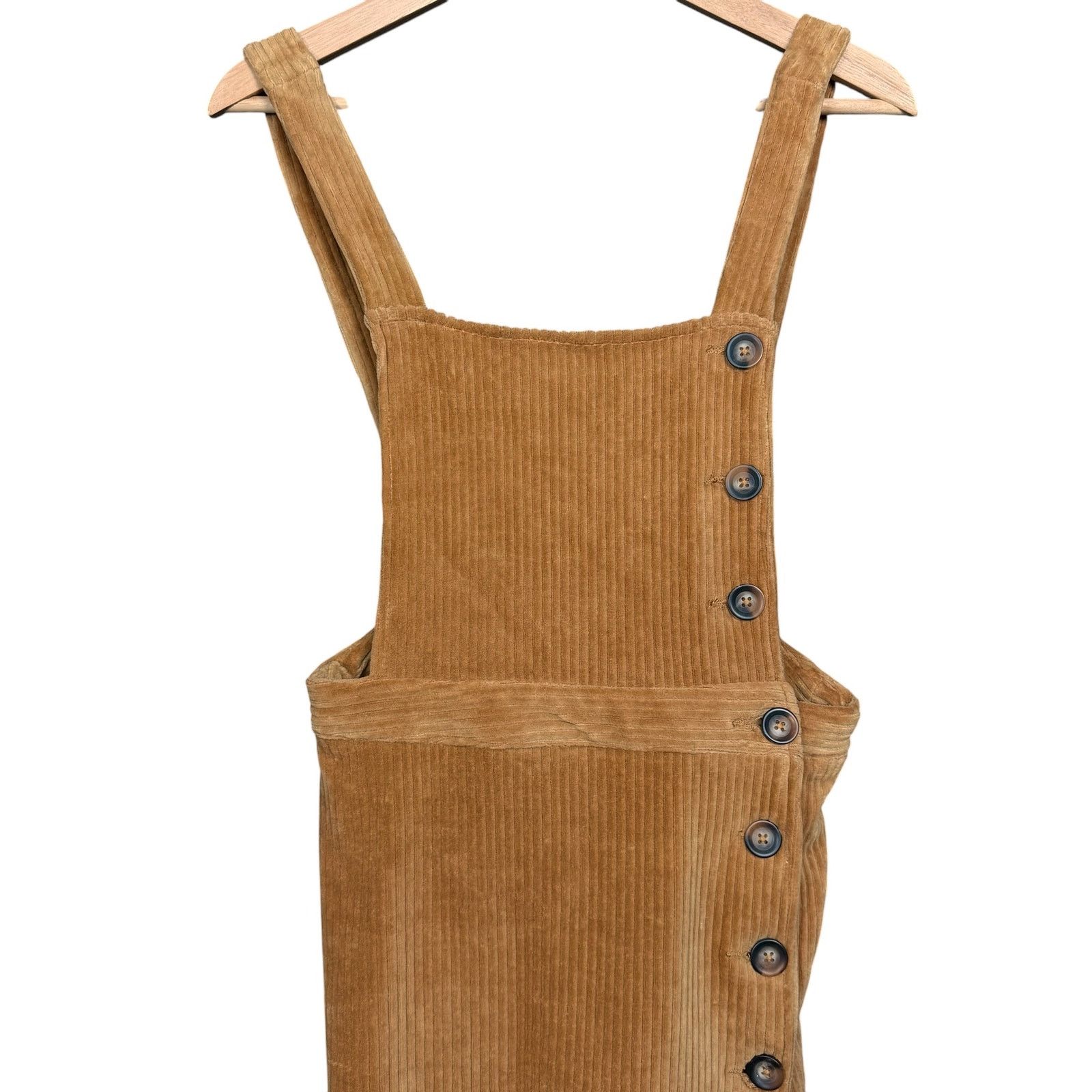 Topshop Topshop Womens US 4 Brown Corduroy Button Side Overall Dress Size S / US 4 / IT 40 - 6 Thumbnail