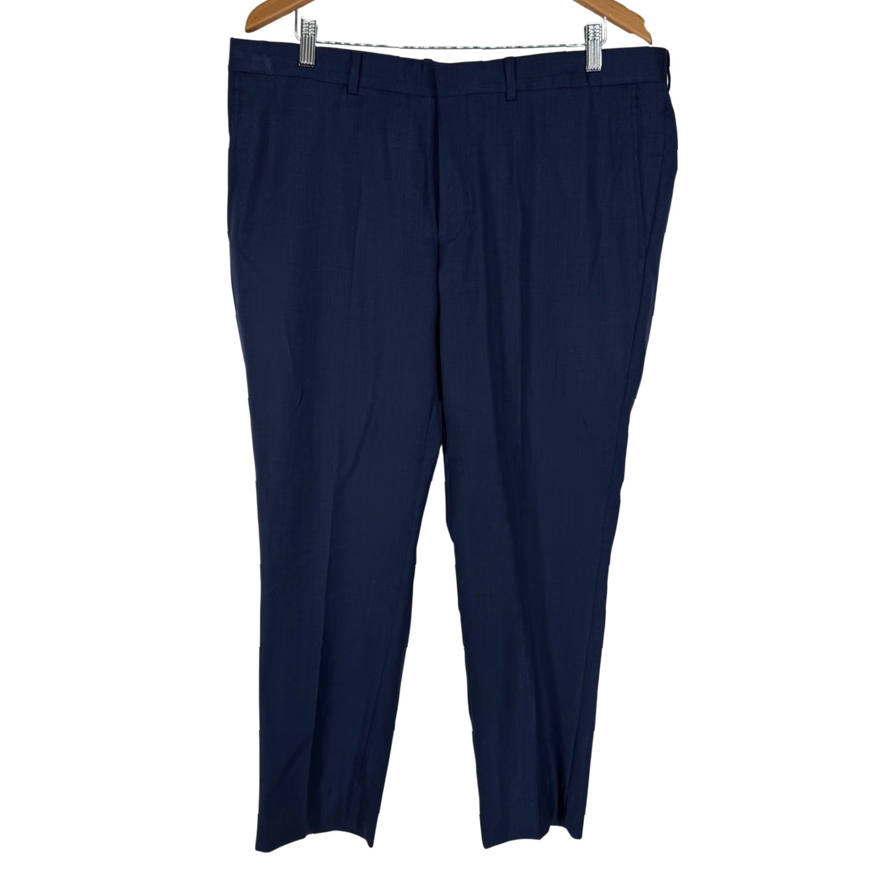 Ted Baker Ted Baker London Mens 37R Navy Blue 100% Wool Micro Pattern Dress Pants TBT4001 Size US 37 - 2 Thumbnail