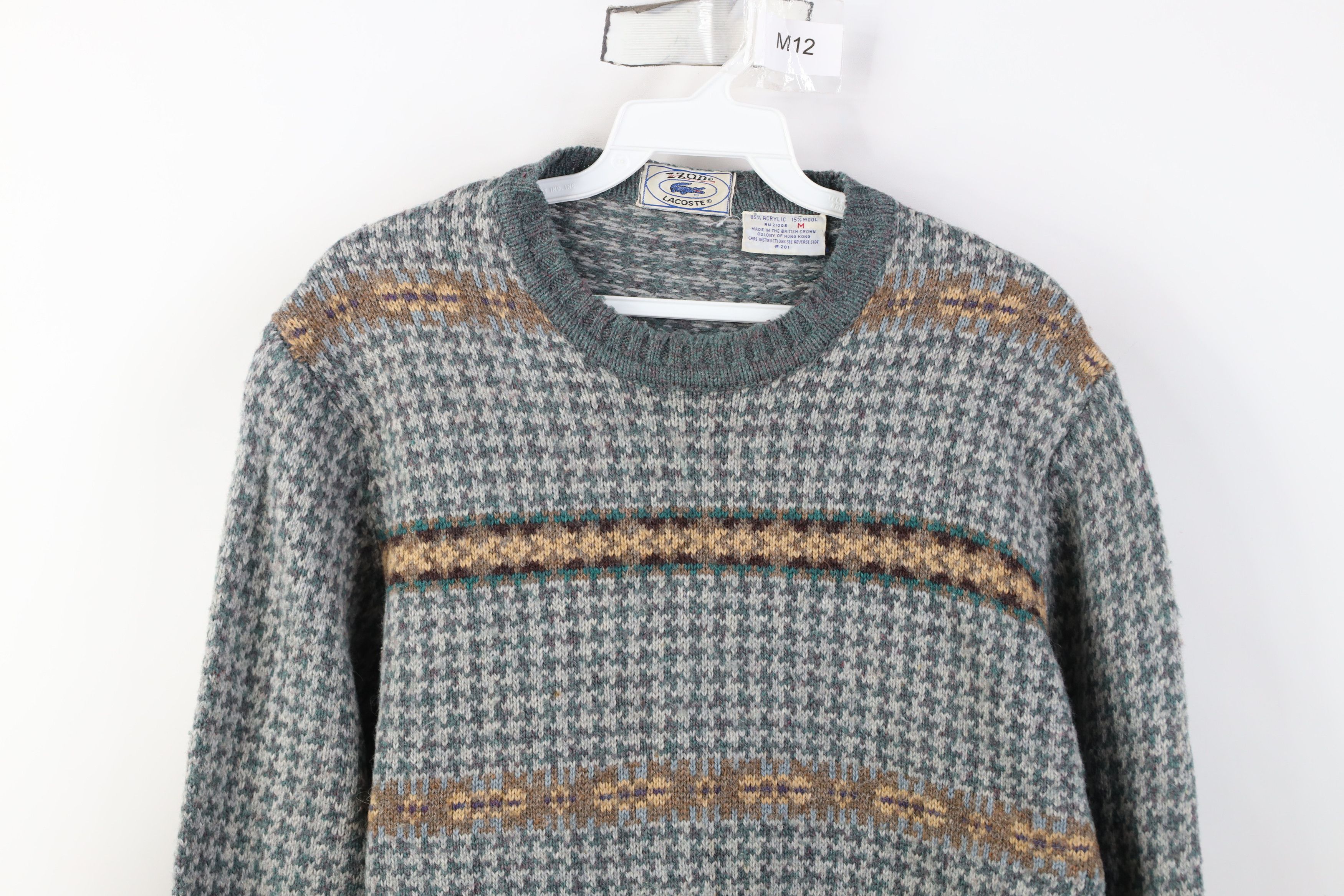 Lacoste Vintage 70s 80s Izod Lacoste Houndstooth Knit Sweater Size US M / EU 48-50 / 2 - 2 Thumbnail