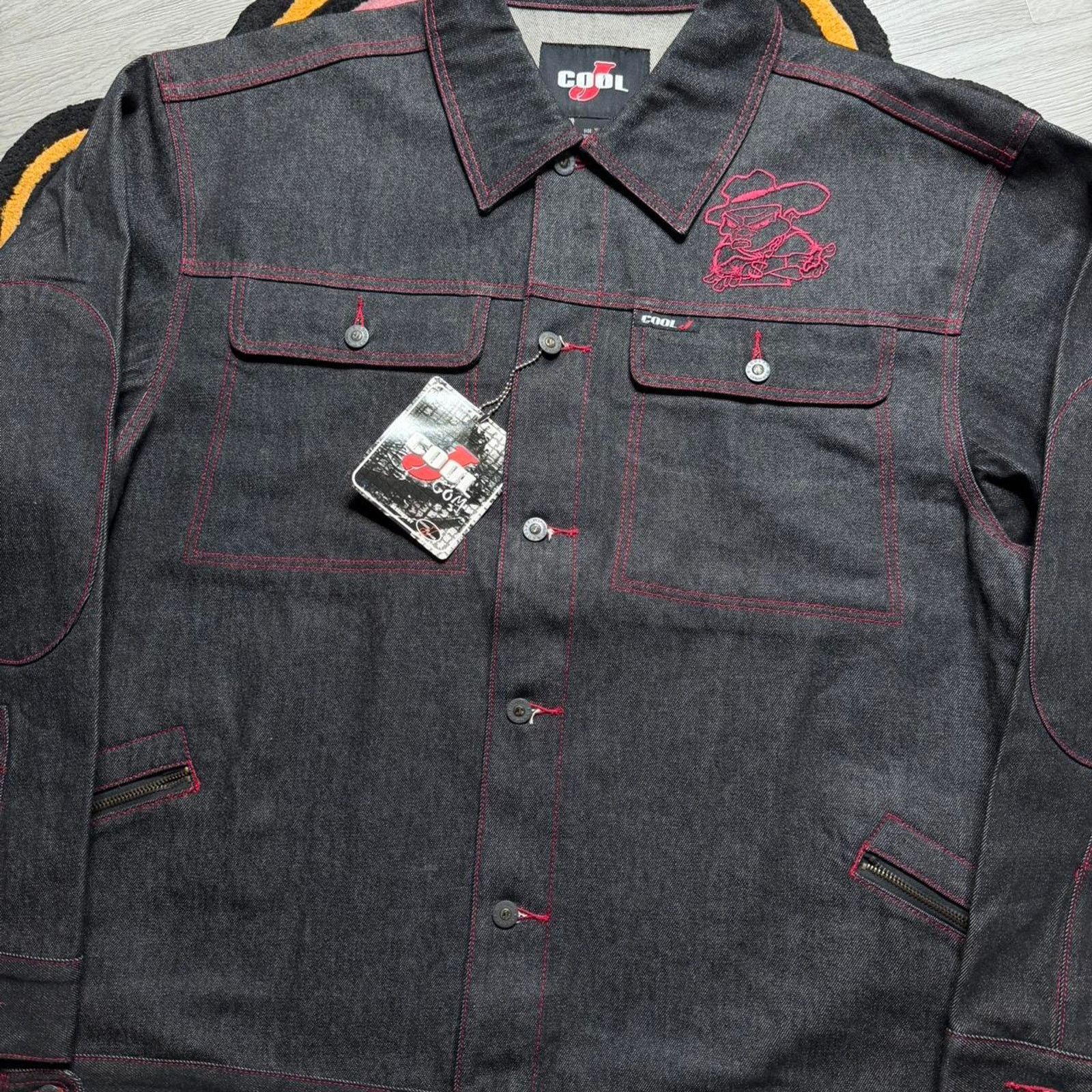 Vintage Vintage Y2K Cool J Embroidered Logo Raw Denim Trucker Jacket Size US XL / EU 56 / 4 - 2 Thumbnail