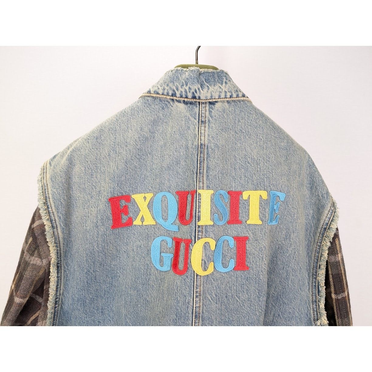 Gucci o1rshd1 Organic Denim Check Jacket in Light Blue/Mix Size US L / EU 52-54 / 3 - 13 Thumbnail