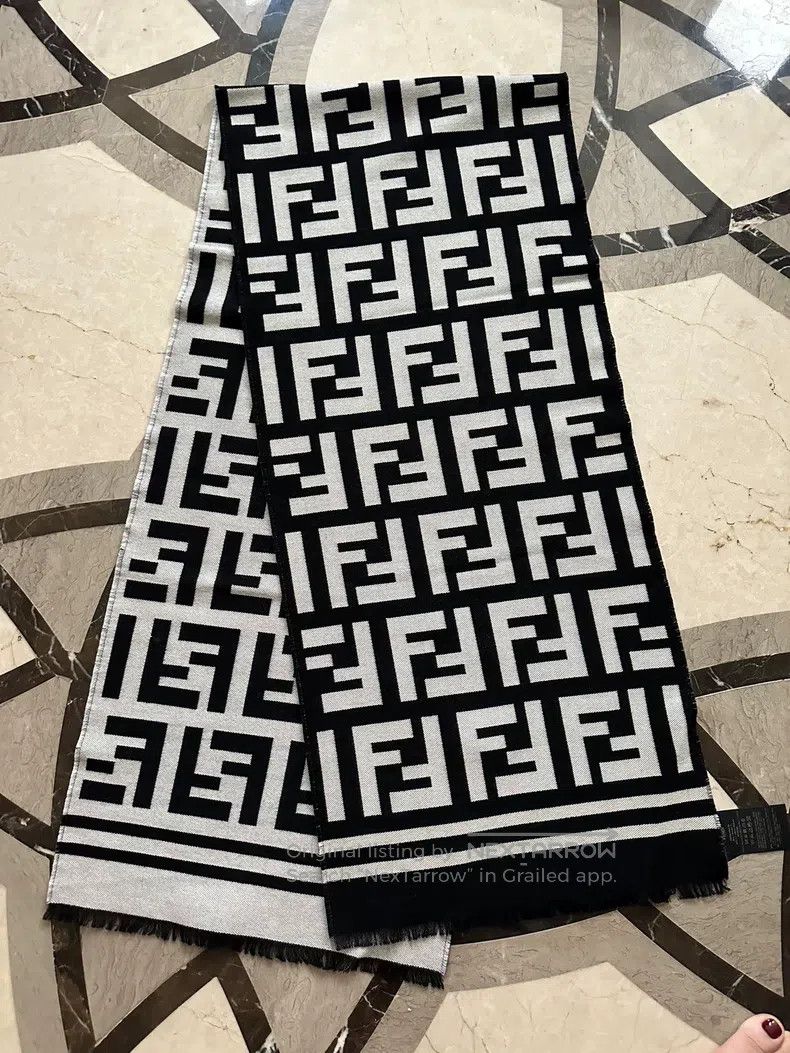 Fendi Black and White Monogram Scarf