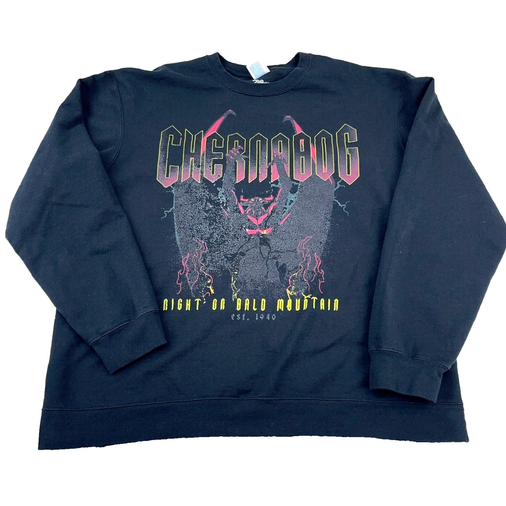Disney Disney Sweatshirt Men XL Black Crew Neck Graphic Print Logo 90s Retro Cartoon Fantasia Chernabog Fall Spring Winter All Seasons Pullover Regular Knit Size US XL / EU 56 / 4 - 2 Thumbnail