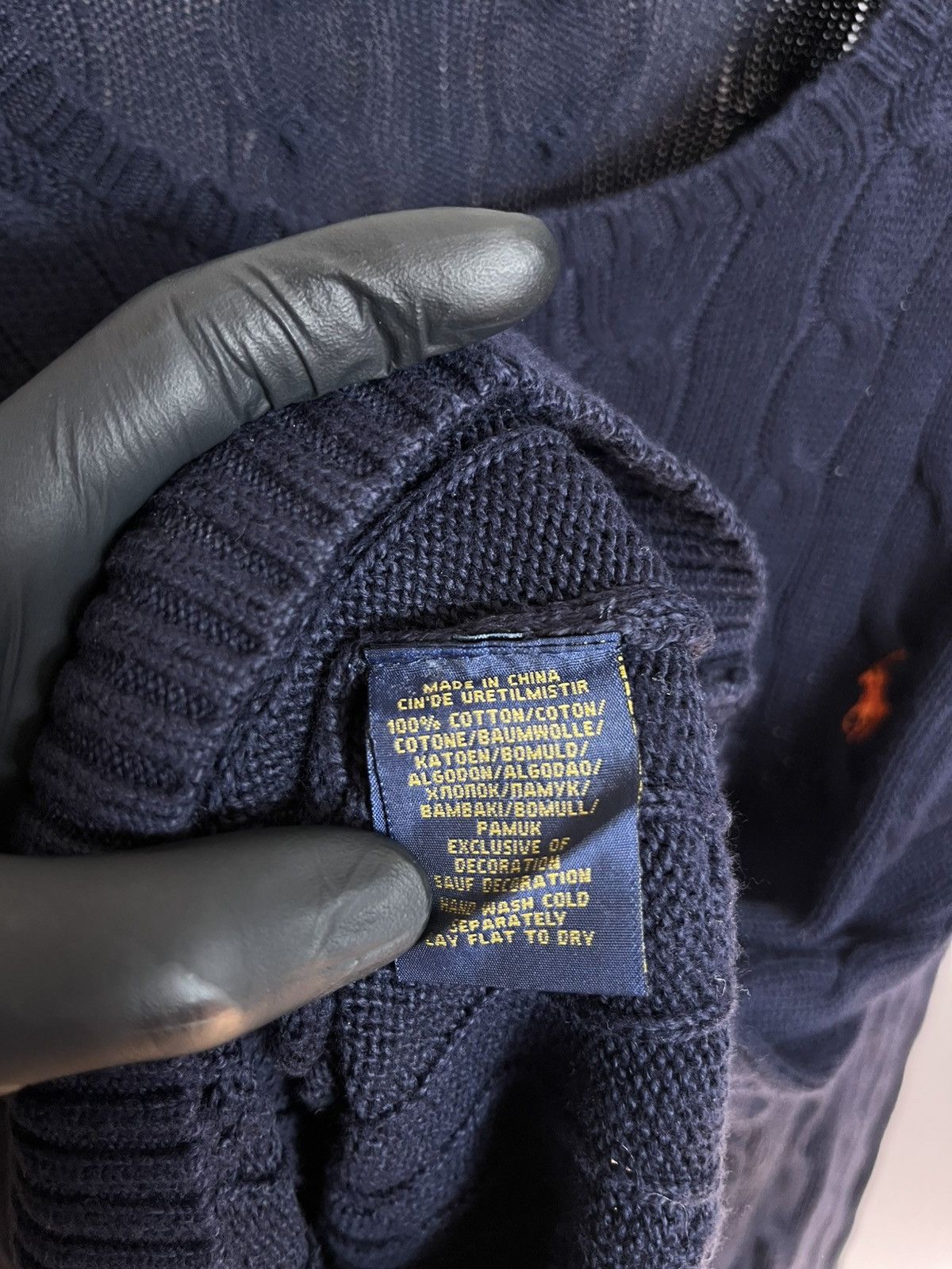Polo Ralph Lauren Polo Ralph Lauren Cable Knit Sweater Navy Cotton Mens Size US XL / EU 56 / 4 - 5 Thumbnail
