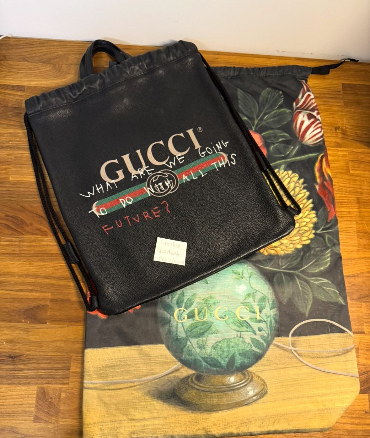 Gucci Gucci x Coco Capitan Leather Drawstring Bag Size ONE SIZE - 1 Thumbnail