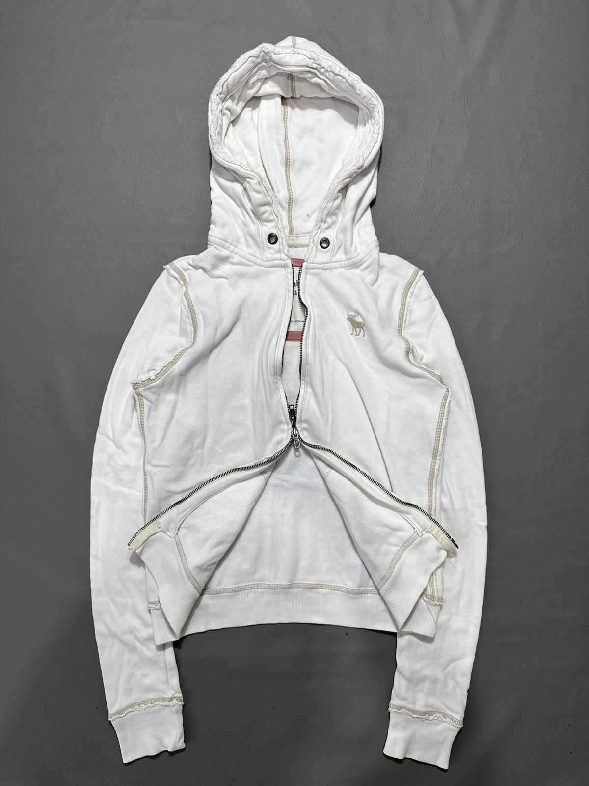 Abercrombie & Fitch 90s DISTRESSED OUTER SEAM ABERCROMBIE ZIP HOODIE LGB STYLE Size S / US 4 / IT 40 - 3 Thumbnail