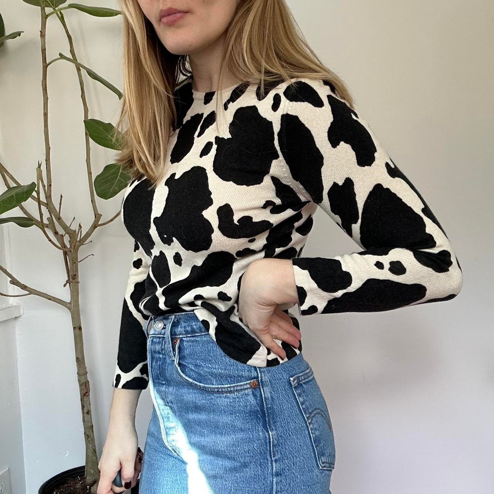 Other Cow Print Cashmere Blend Sweater Size S / US 4 / IT 40 - 1 Thumbnail