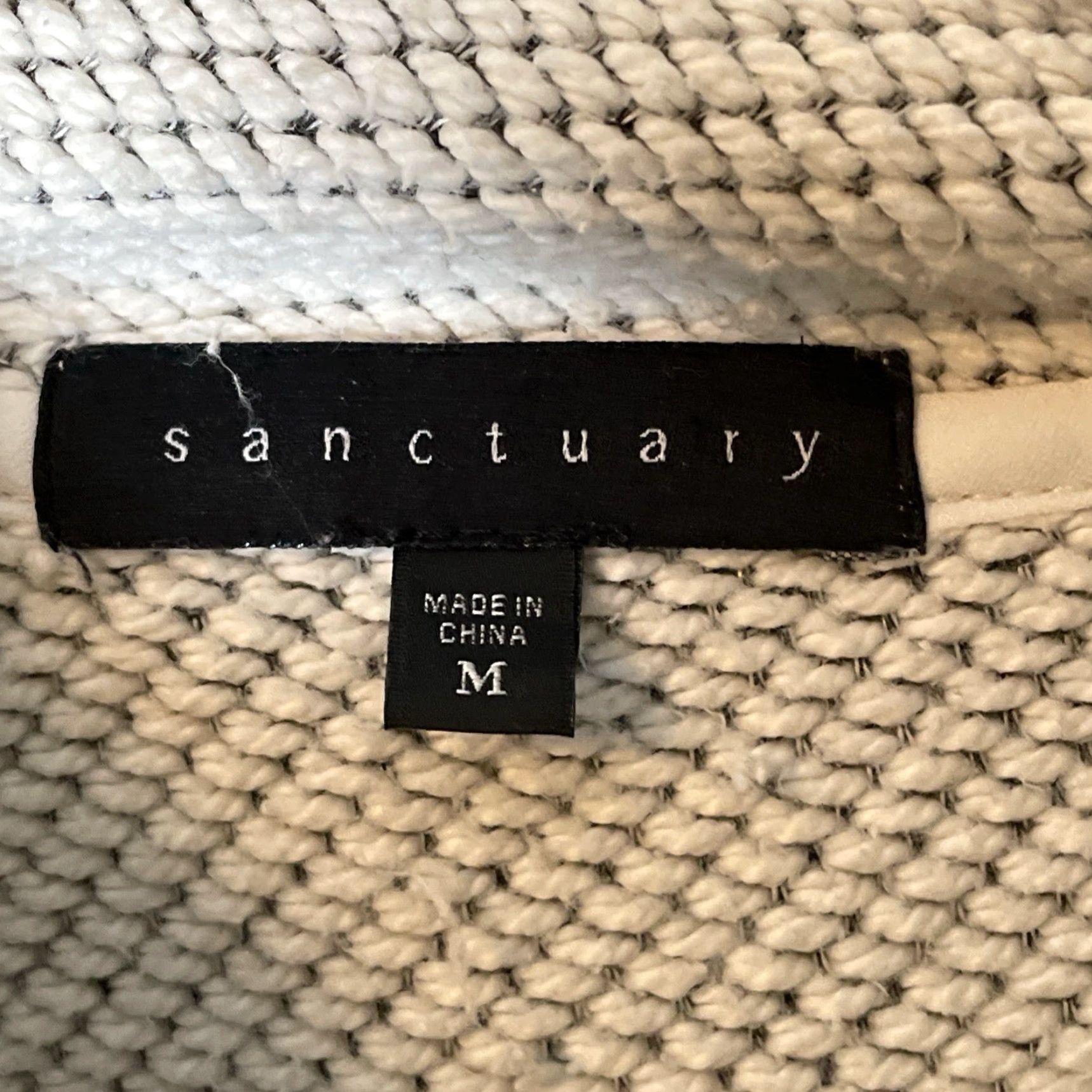 Sanctuary Sanctuary Women Knit Cotton Cowl Neck Dolman Sleeve Sweater Gray Cream Size M Regular Fit Vintage? No Size M / US 6-8 / IT 42-44 - 3 Thumbnail