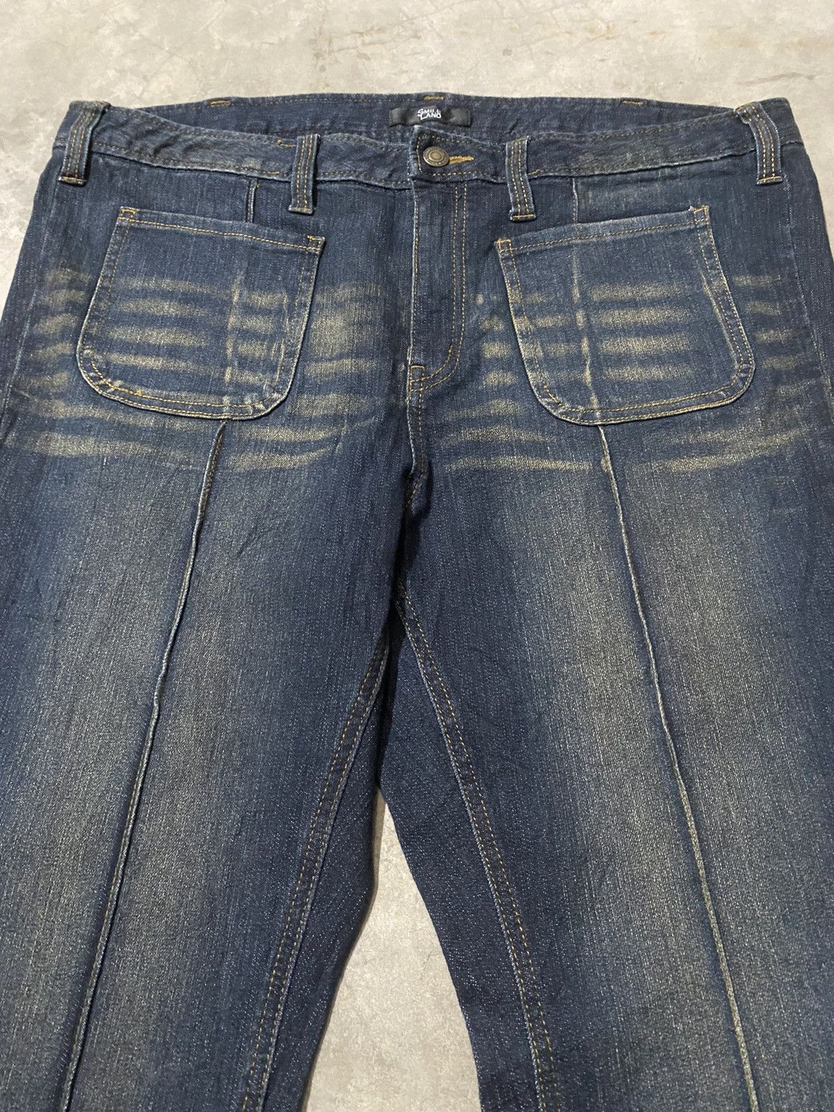 If Six Was Nine Baggy Jeans Japanese Smile Land Rusty Blue Bush Pocket Flare Size US 37 - 4 Thumbnail