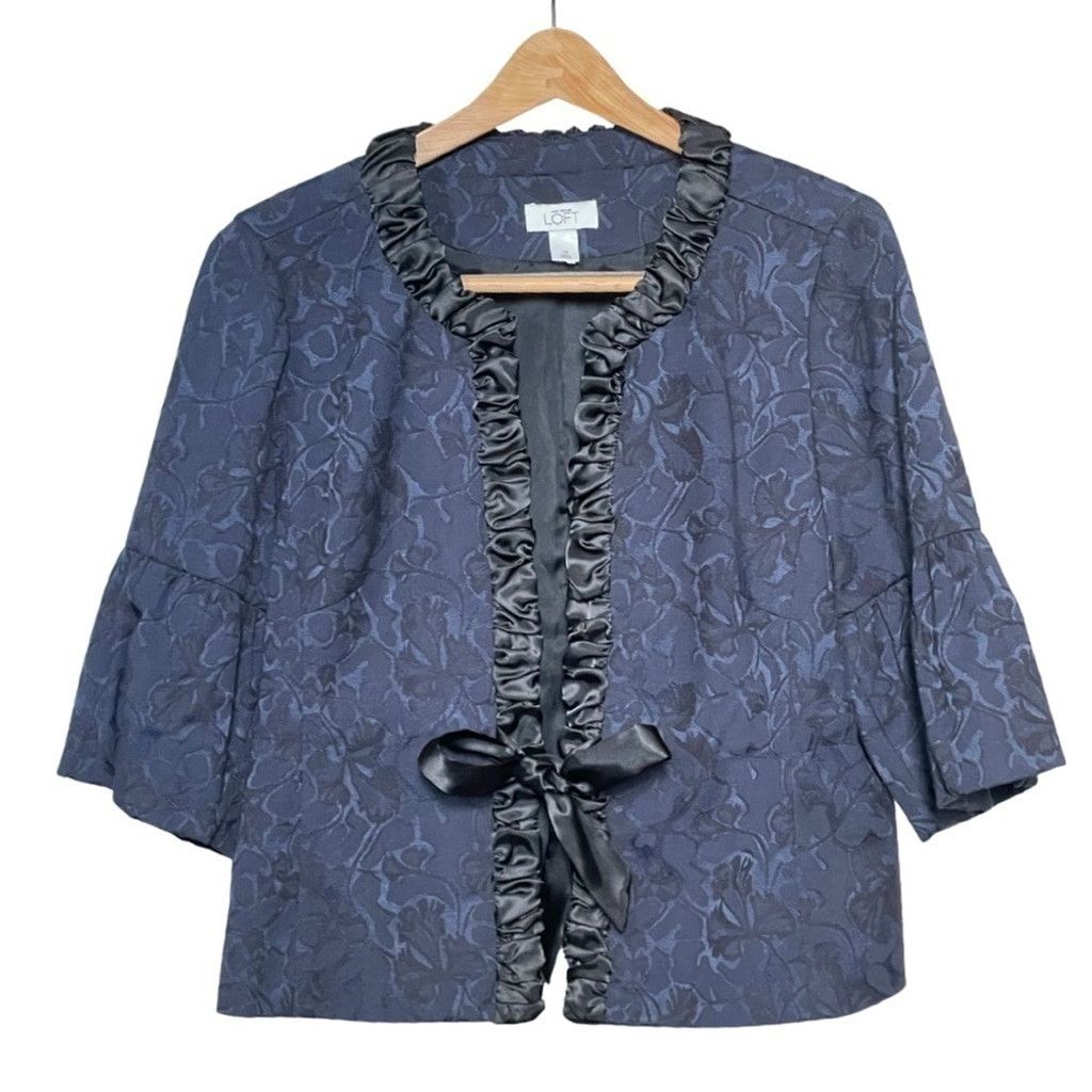 Loft Loft by Ann Taylor Blue Black Jacket. Size XL / US 12-14 / IT 48-50 - 13 Thumbnail