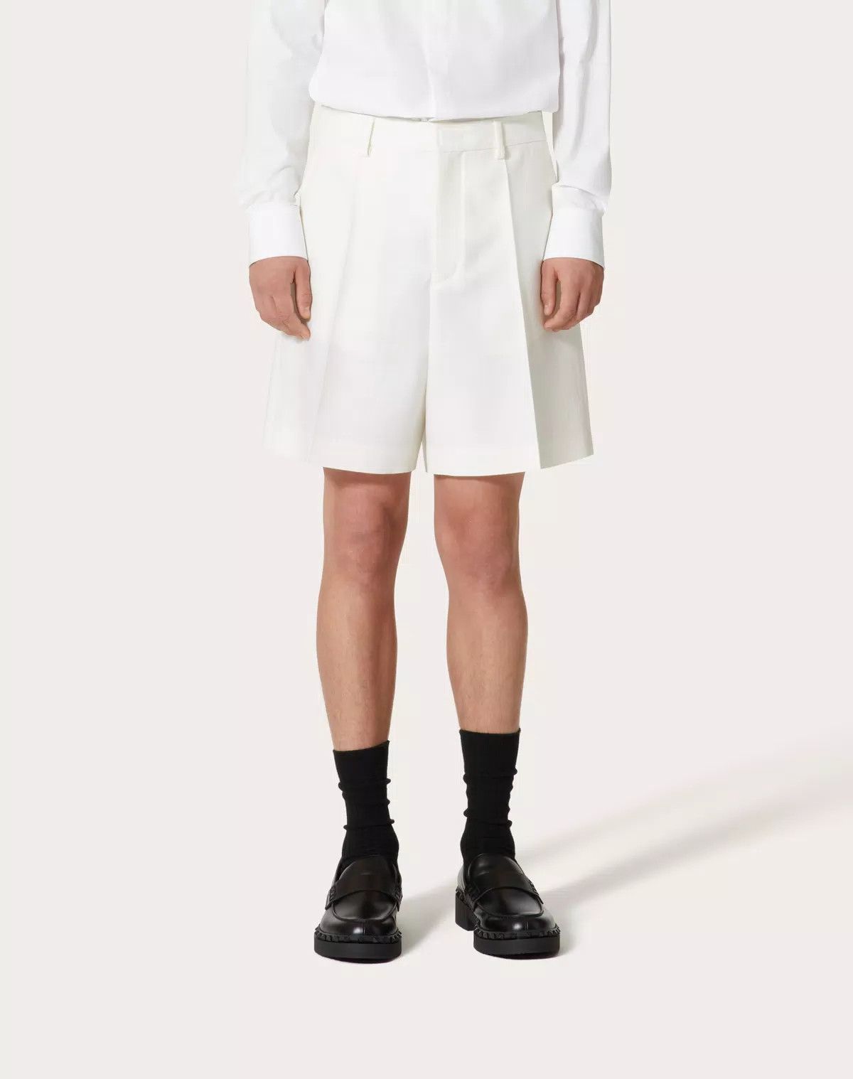 Valentino oc11z0725 Wool And Silk Bermuda Shorts in White Size US 36 / EU 52 - 4 Thumbnail