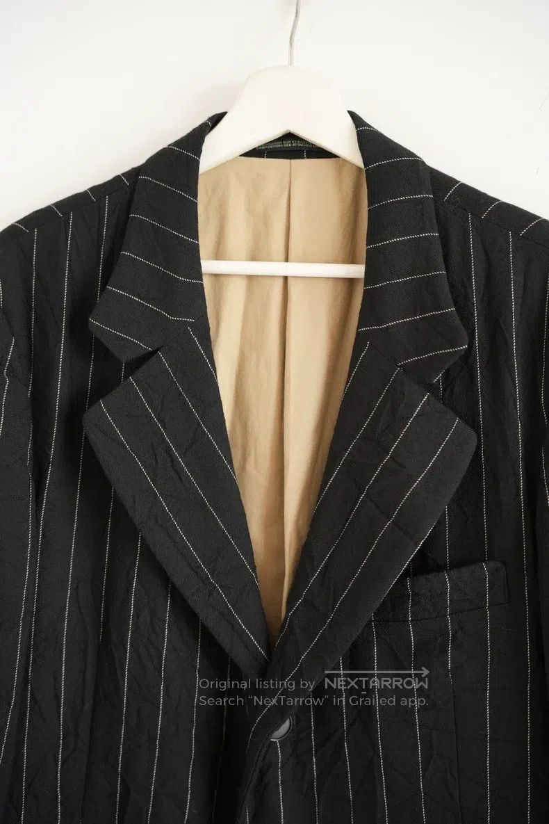 Yohji Yamamoto Yohji Yamamoto size 1 11aw Raven Stripe Pleated blazer Size 48R - 4 Thumbnail