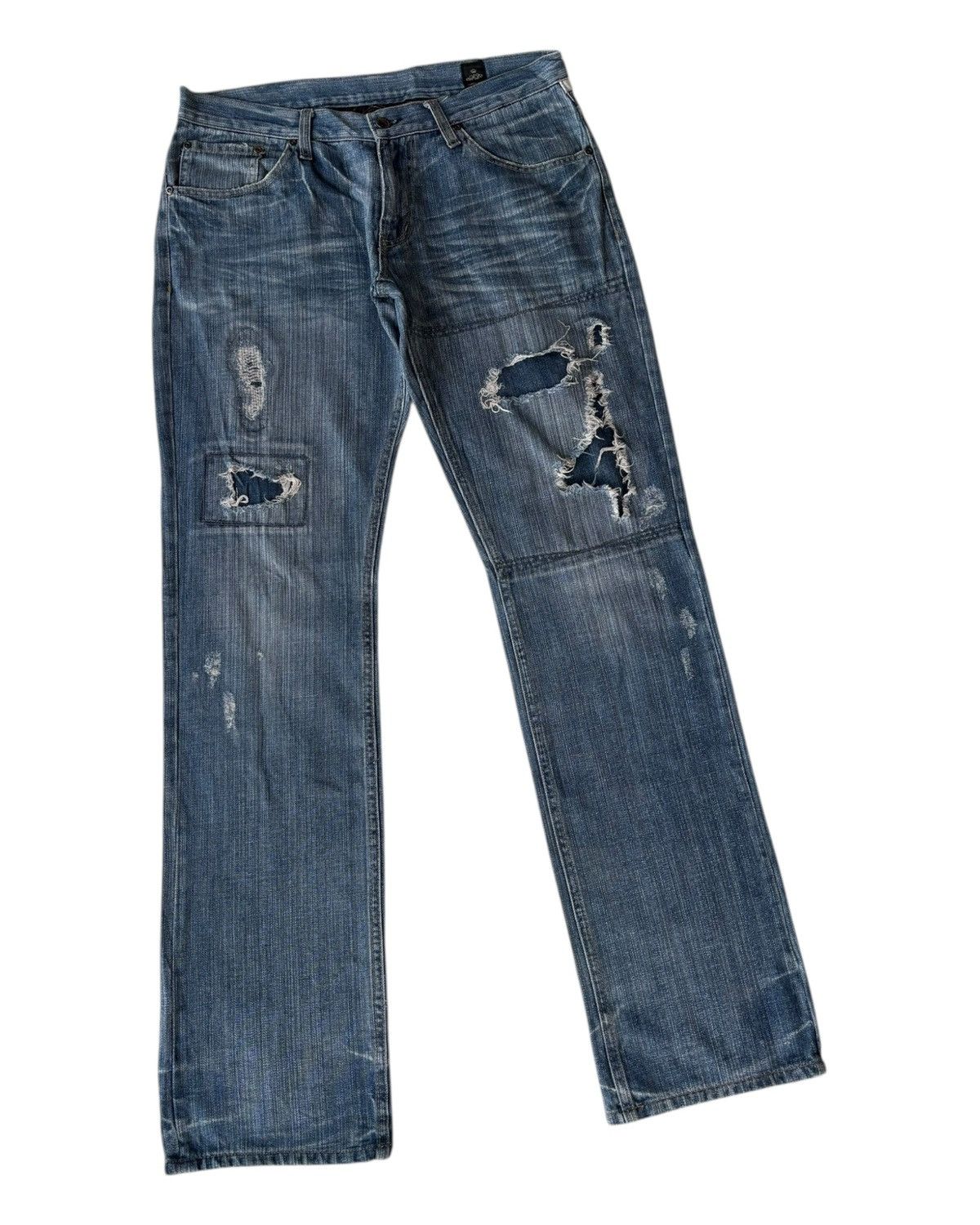 Hysteric Glamour × Le Grande Bleu (L.G.B.) × Undercover Vintage Semantic Design Patchwork Distressed Denim Jean Size US 33 - 7 Thumbnail
