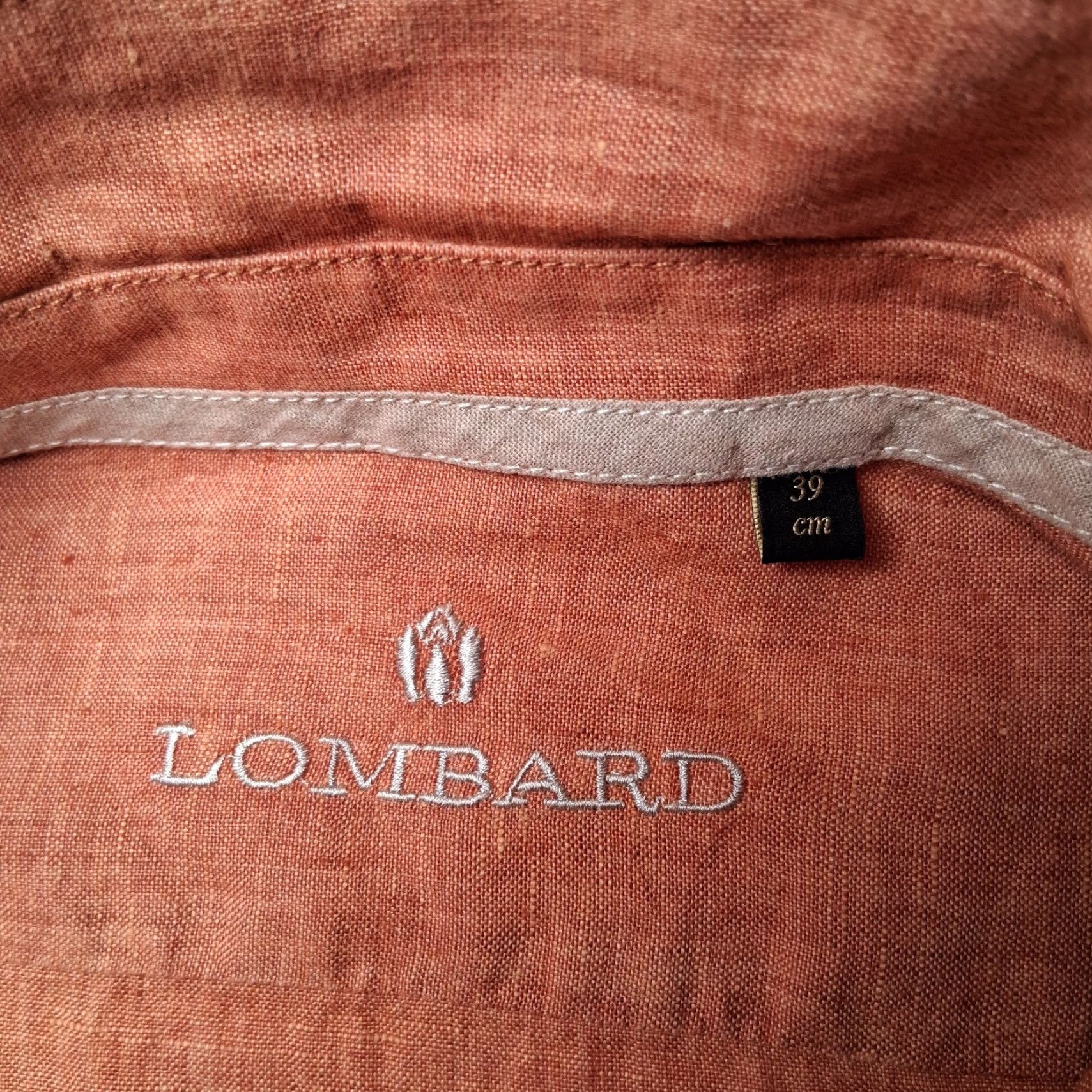 Vintage LOmbard Linen Shirt Men M Salmon Orange Button-Up Collared Long Sleeve Casual Workwear Size US M / EU 48-50 / 2 - 4 Thumbnail