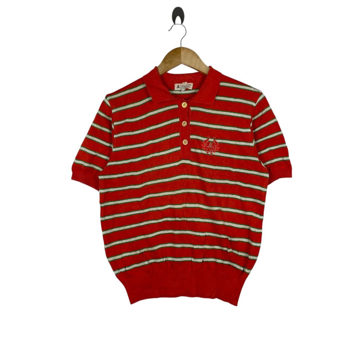 Vintage Vintage 80s Lancetti Sport Stripe Knitwear Polo Jumper Size US M / EU 48-50 / 2 - 1 Thumbnail