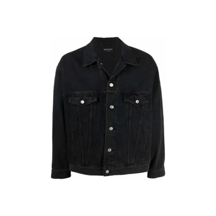 Balenciaga Balenciaga Black Logo Denim Jacket 0079 Size US M / EU 48-50 / 2 - 1 Thumbnail