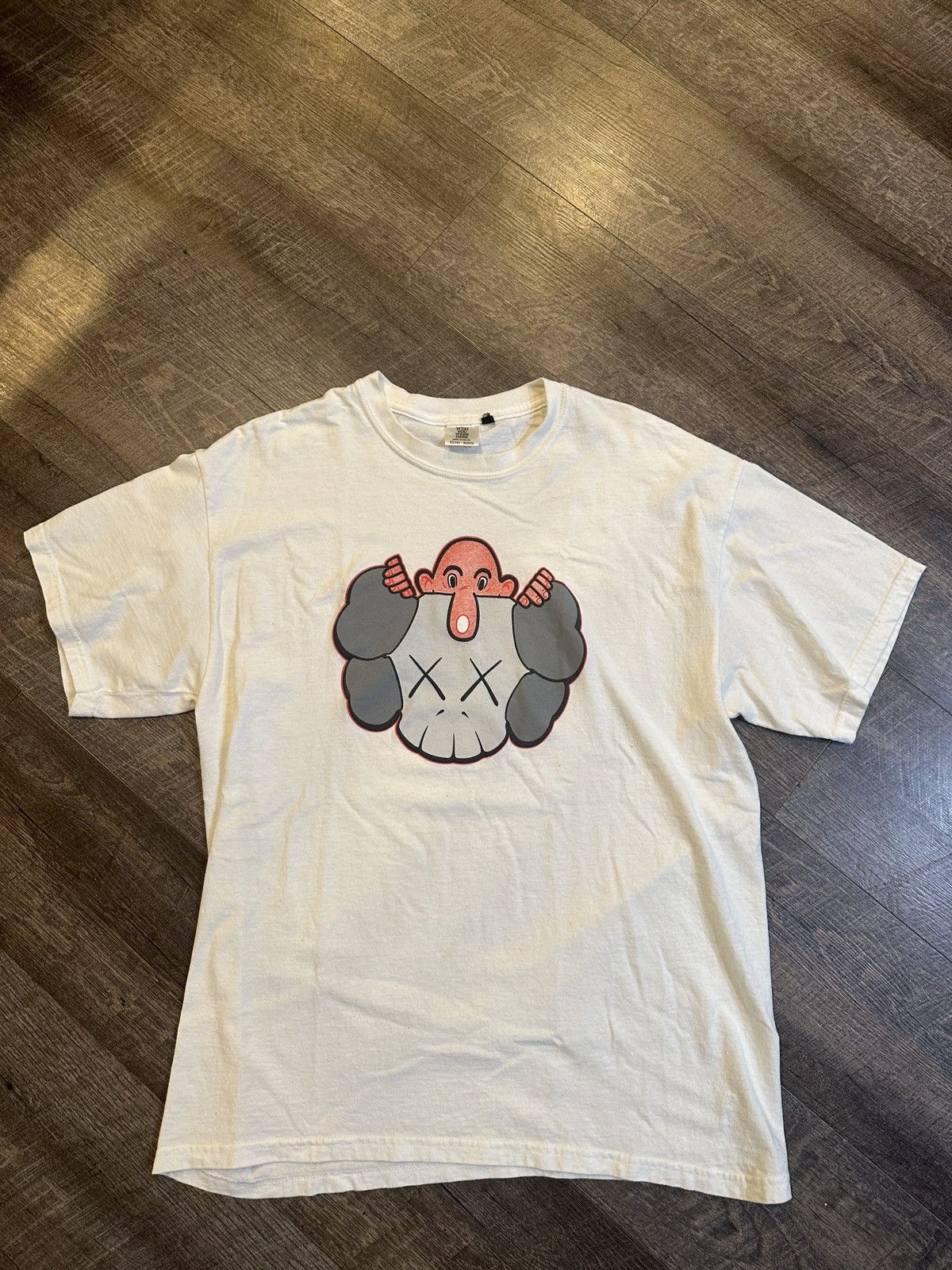 image of Eric Elms X Kaws "wish You Were Here" 2011 Tee in White, Men's (Size Large)
