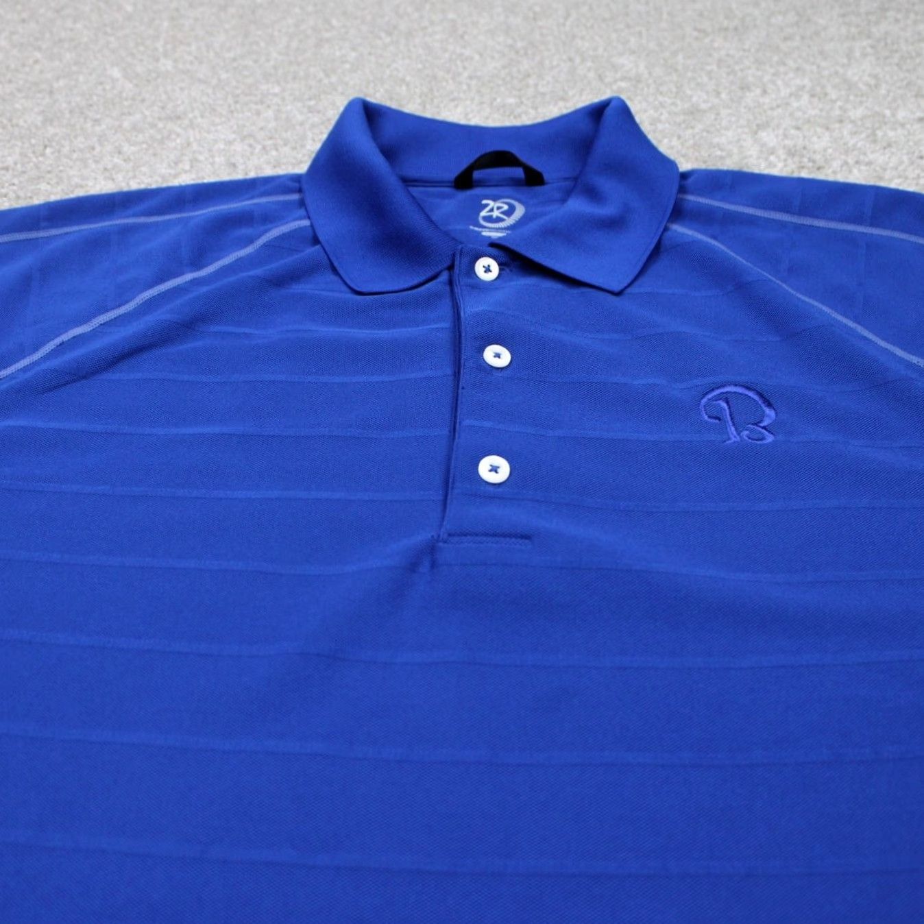 Vintage Zero Restriction Polo Shirt Mens 2XL Blue 100% Polyester Short Sleeve Golf Polo Shirt Polo Mens 2XL Blue Golf Performance Sports Shirt Size US XXL / EU 58 / 5 - 4 Thumbnail