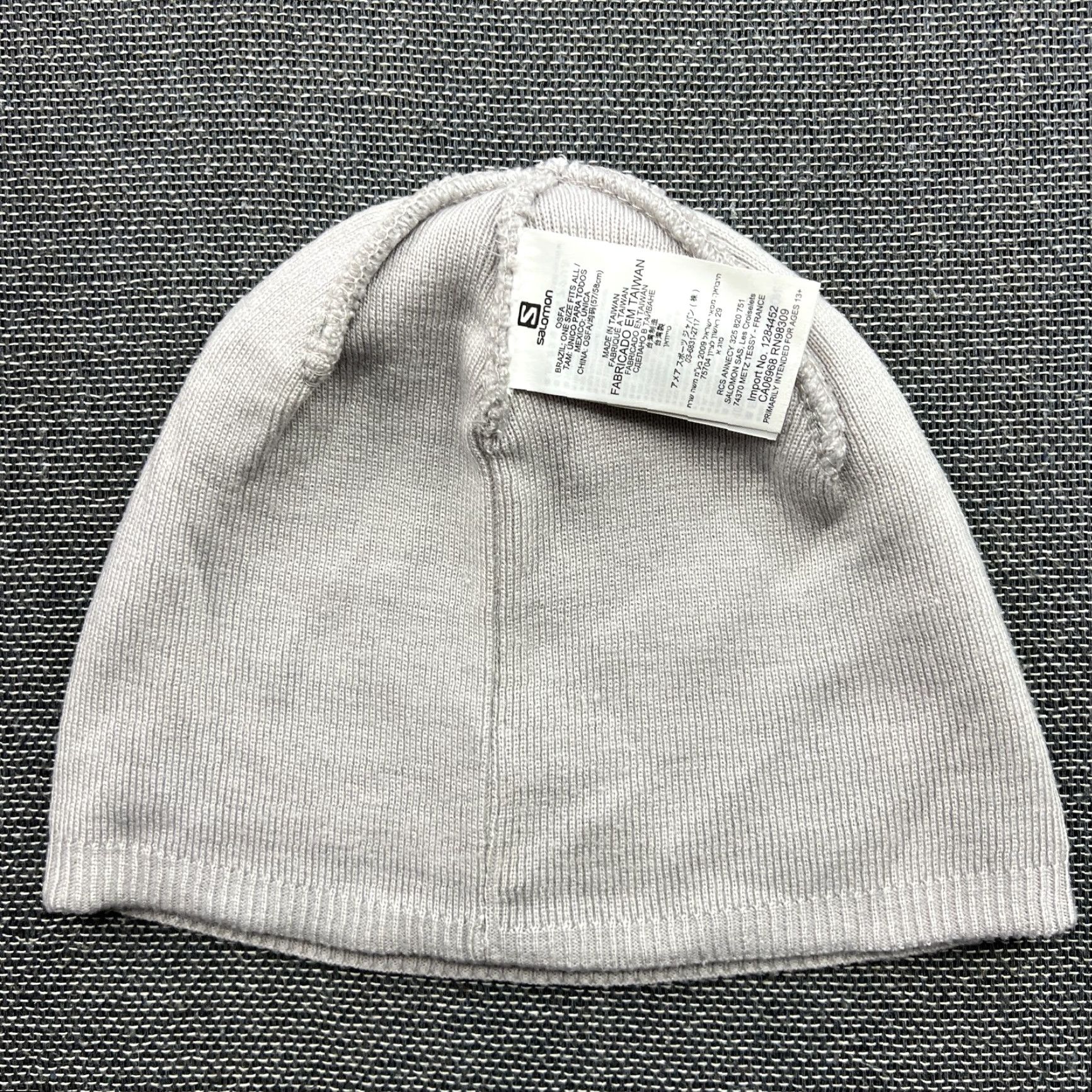 Salomon Salomon Beanie Hat One Size Gray Striped Big Logo OSFA Unisex Adults Knit Acrylic Thermal Cap Size ONE SIZE - 6 Thumbnail