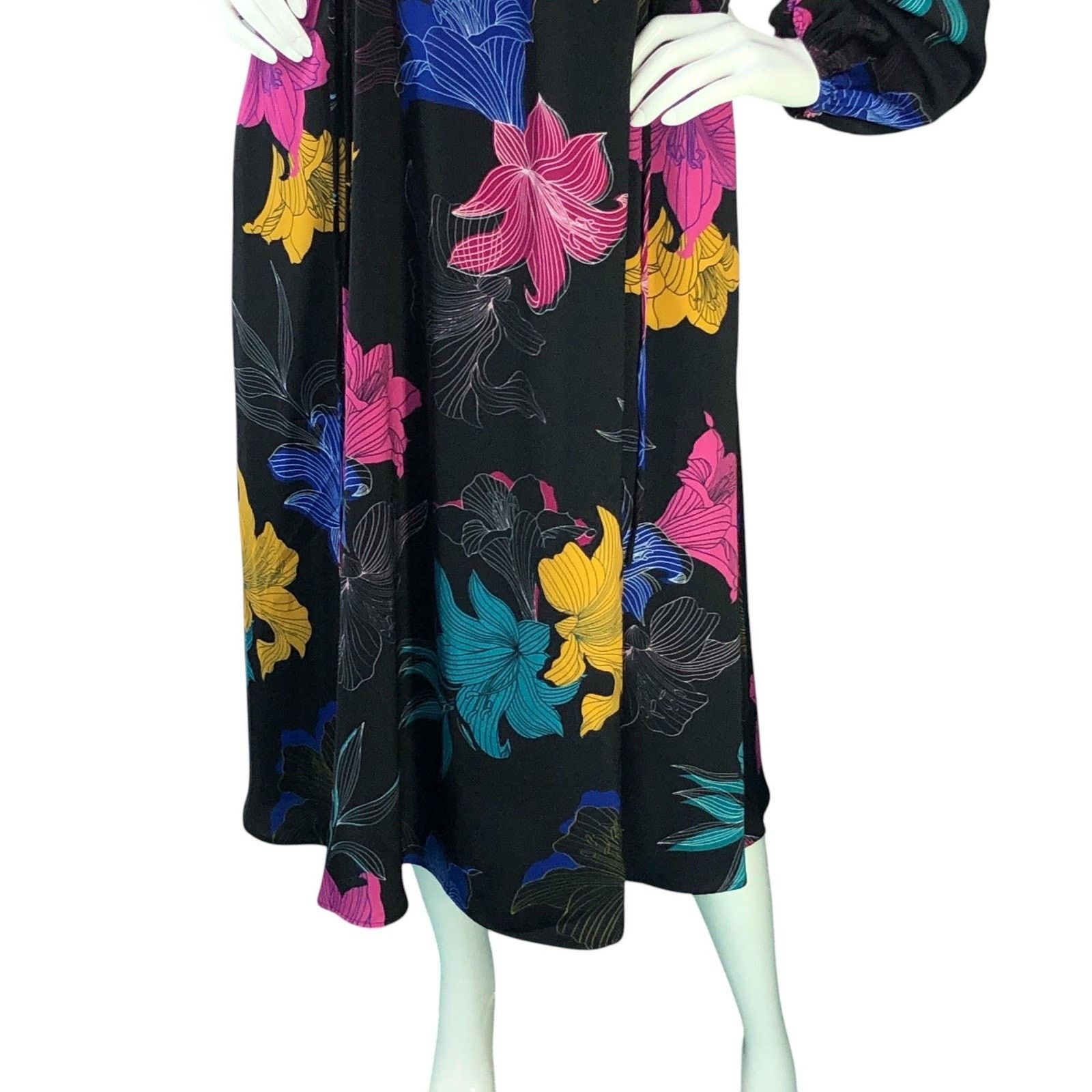 KOBI HALPERIN Kobi Halperin Dress M Black Multi Floral Alexi Long Sleeve Size M / US 6-8 / IT 42-44 - 4 Thumbnail