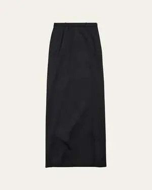 Balenciaga o1tr1nto0126 Slit Maxi Tailored Skirt in Black Size 25" / US 0 / IT 36 - 2 Thumbnail
