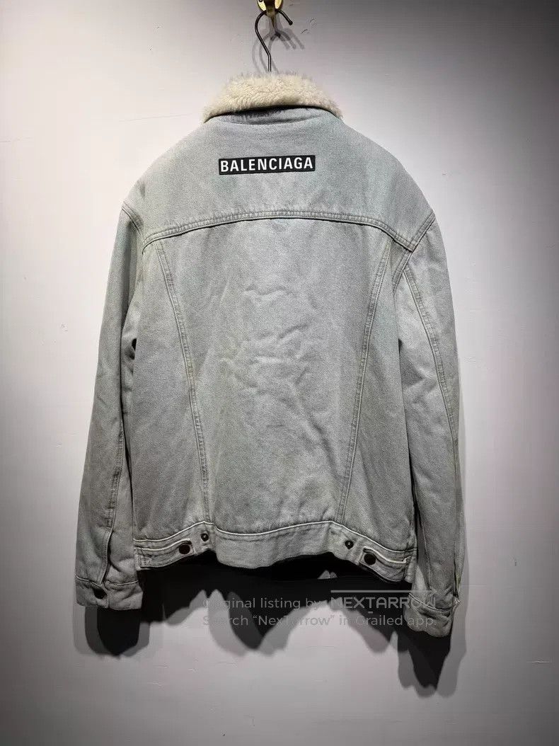 Balenciaga Balenciaga Fur Back Logo Denim Jacket Size XS / US 0-2 / IT 36-38 - 2 Thumbnail