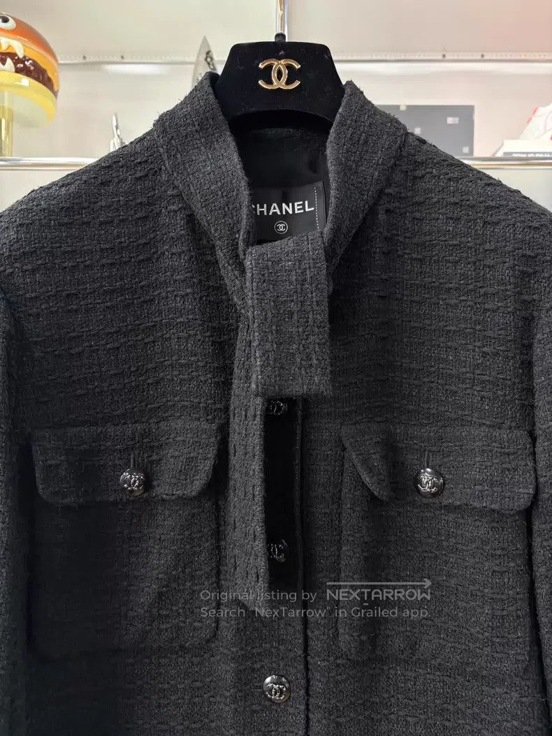 Chanel Chanel 21C black tweed tie four-pocket single-breasted jac Size M / US 6-8 / IT 42-44 - 2 Thumbnail