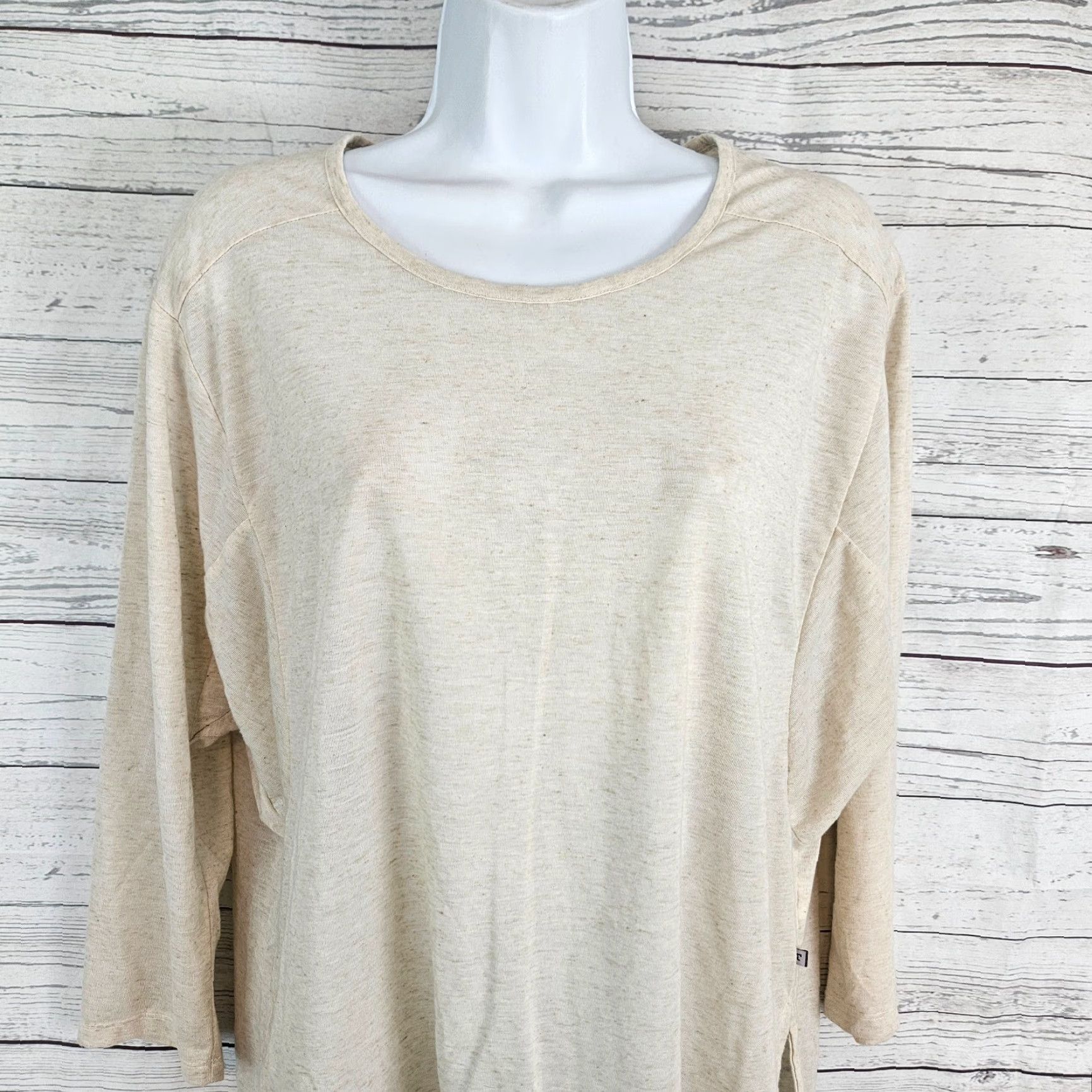 Toad&Co Toad&Co T-Shirt Womens Ember 3/4 Sleeve Medium Beige Linen Blend Polyester Blend Size M / US 6-8 / IT 42-44 - 2 Thumbnail