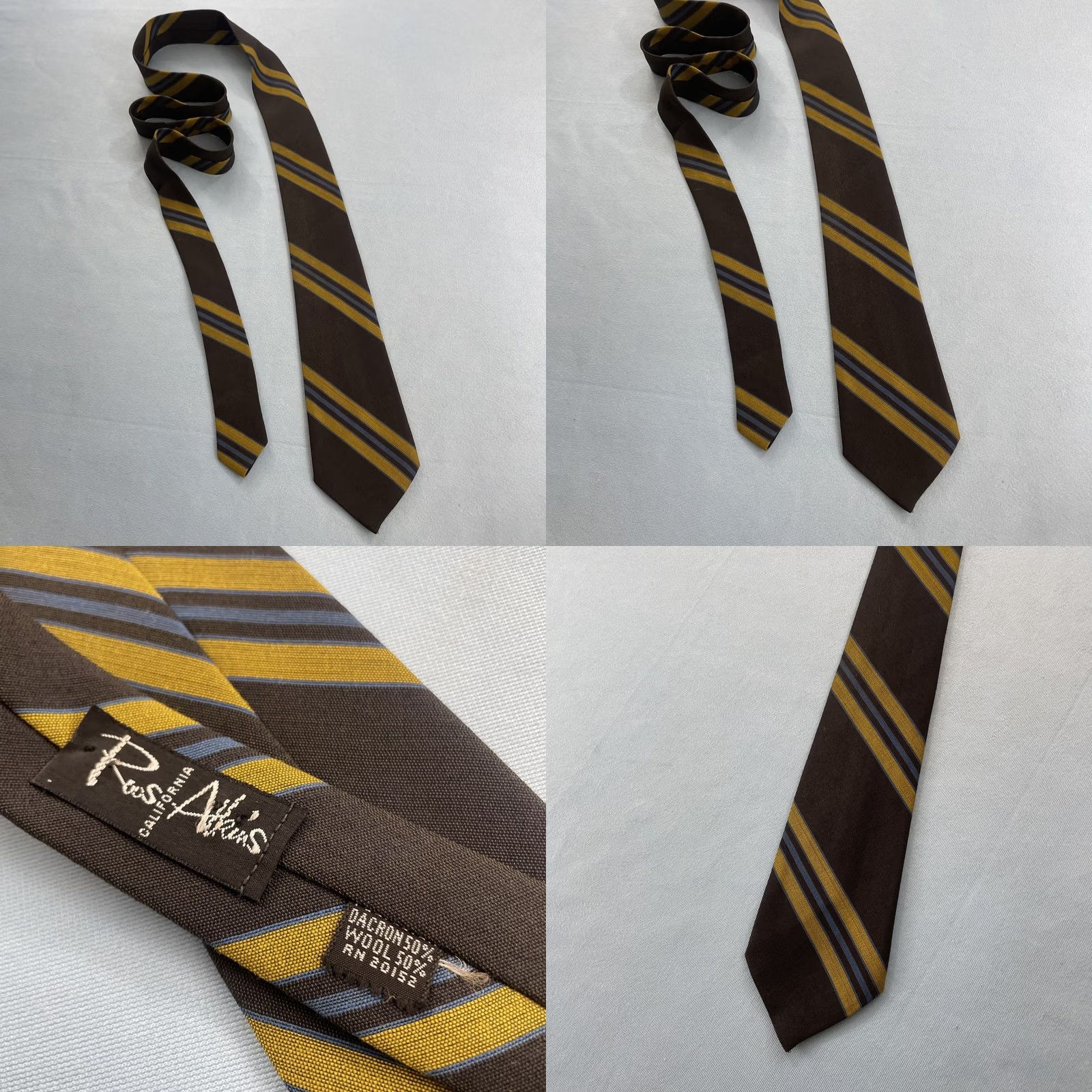 MCM VINTAGE Roos Atkins Wool Dacron Repp Tie MCM Mod Striped Woven Necktie 3x55 Capsule Classic Necktie Charcoal Blue Yellow Mens Tie Size ONE SIZE - 11 Thumbnail