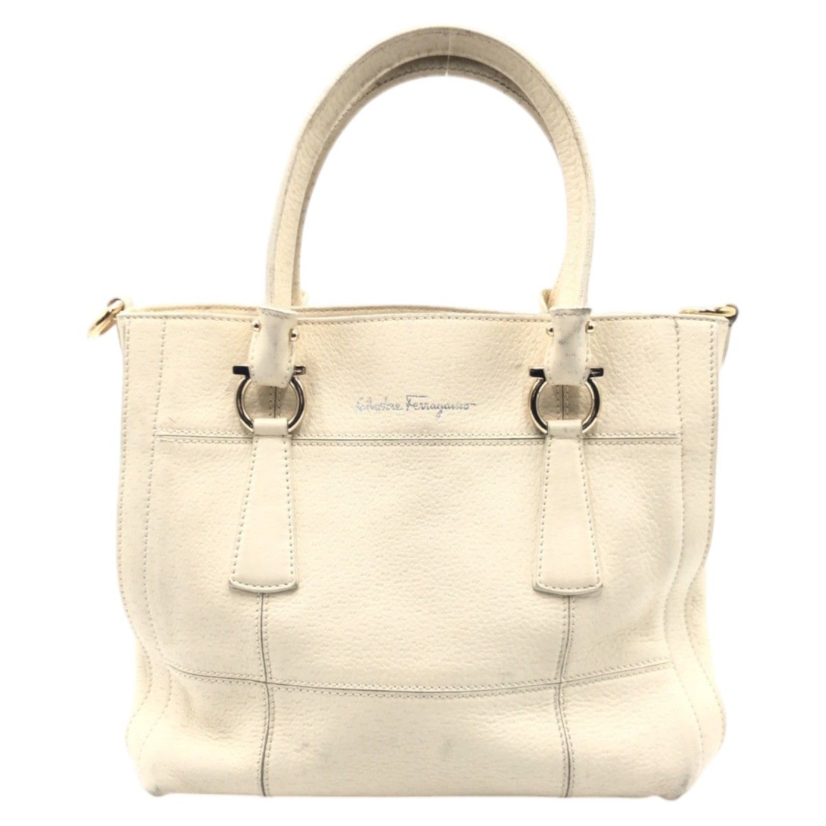Salvatore Ferragamo Salvatore Ferragamo Leather Ey21 Handbag Leather Tote Bag Ey21 in Beige, Women's