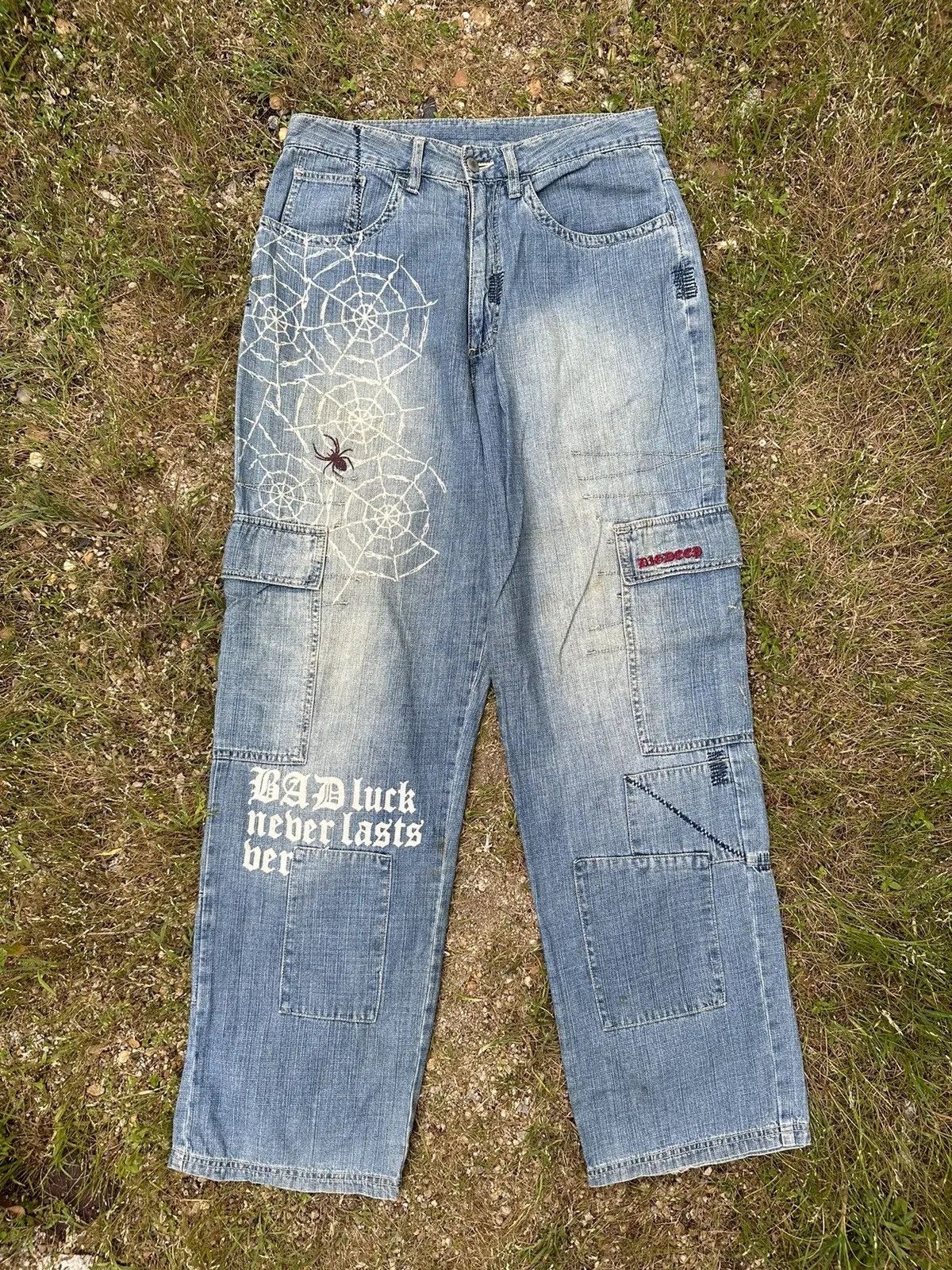 If Six Was Nine STEALS💥 JAPANESE BAGGY RAPPER PATCHWORK TRAVIS DENIM PANTS Size US 31 - 2 Thumbnail